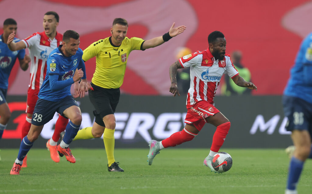 during Crvena Zvezda v Mladost Lucani Serbian Super League Season 2024/25 football match on May 24, 2025. in Belgrade, Serbia.
(photo by: Pedja Milosavljevic/STARSPORT)