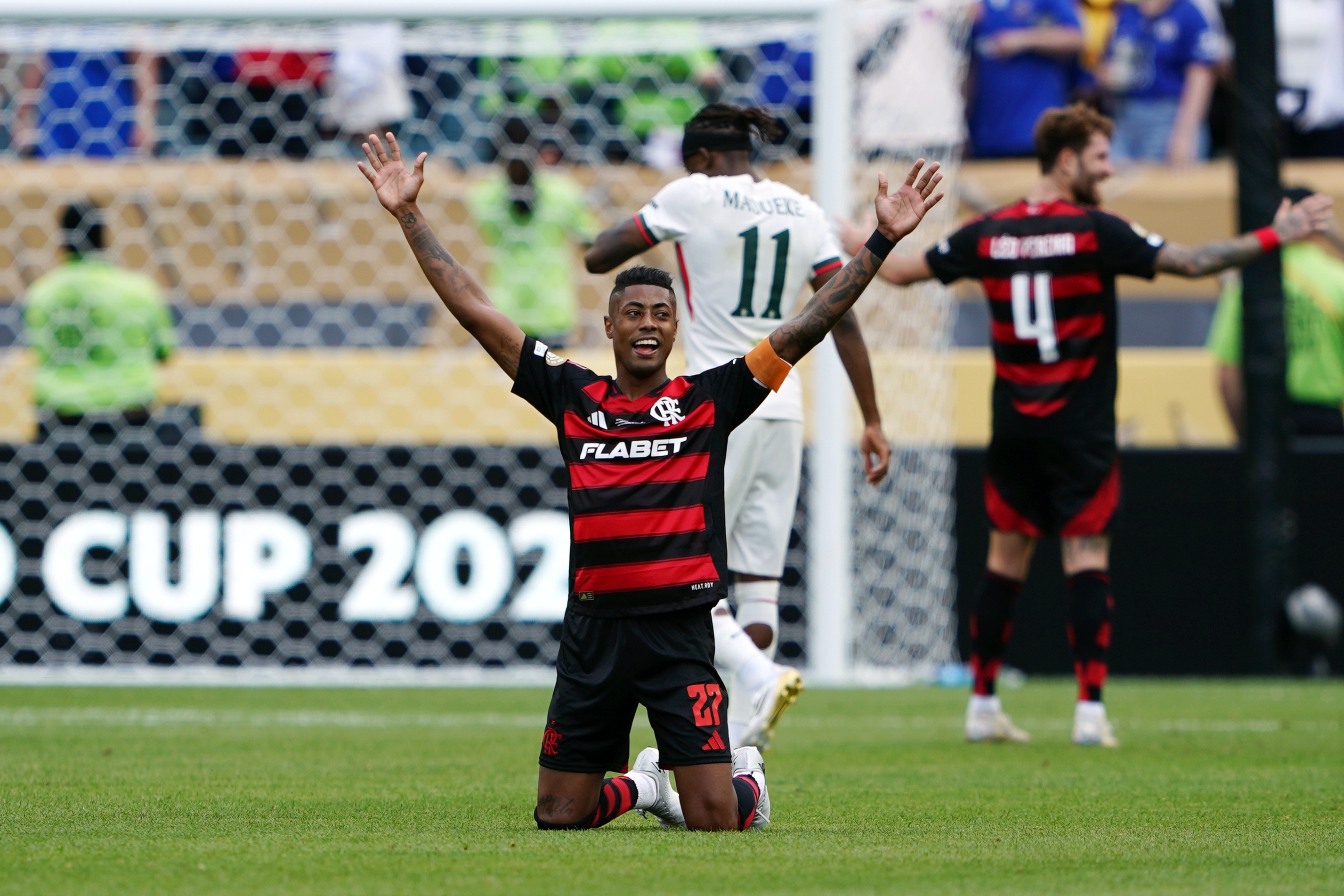 epa12188408 Bruno Henrique celebrates after winning the FIFA Club World Cup 2025 match between CR Flamengo and Chelsea FC in Philadelphia, Pennsylvania, USA, 20 June 2025.  EPA-EFE/WILL OLIVER