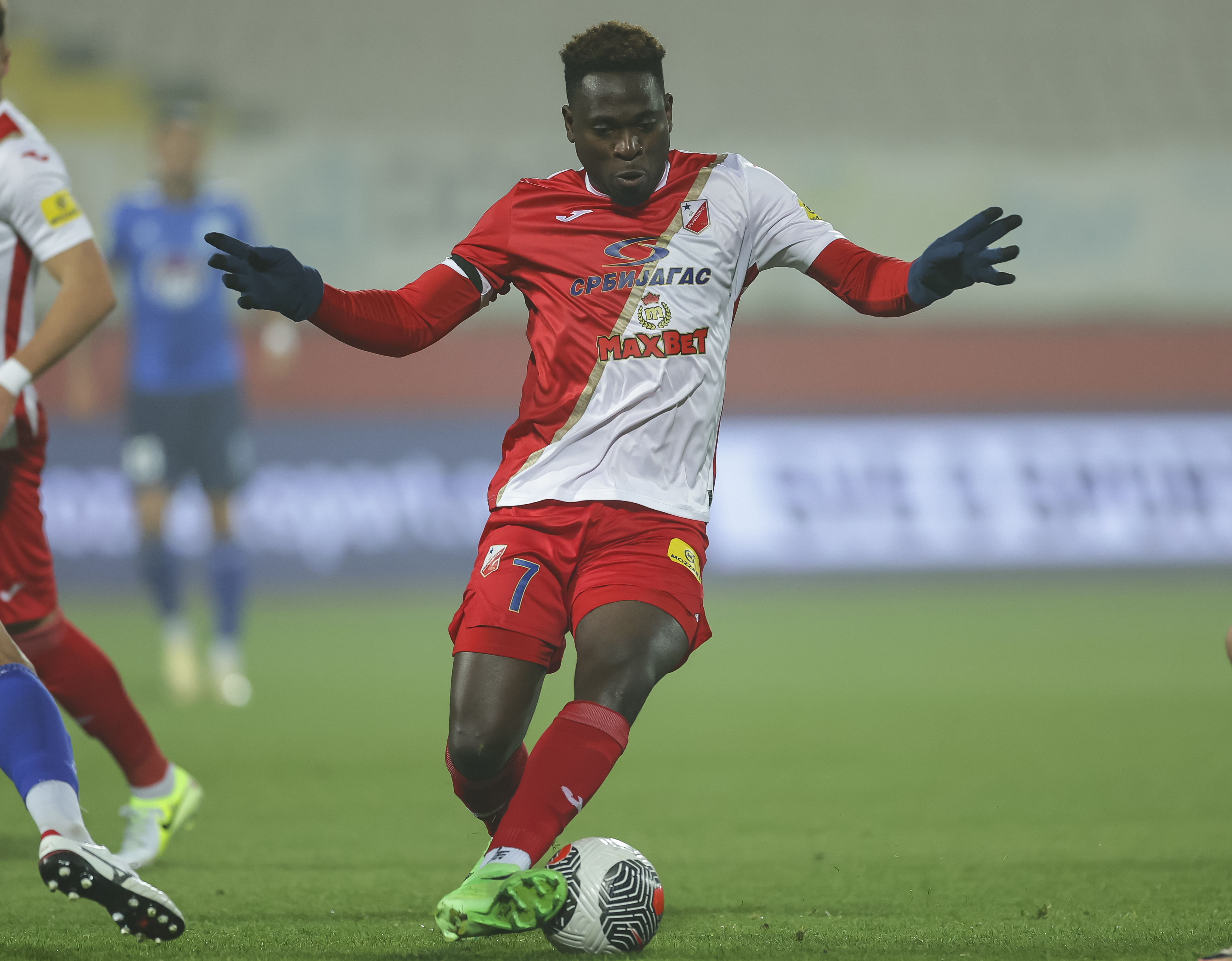 Bamidele Yusuf during the Mozzart Super Liga Season 2024/2025 match between Vojvodina and Mladost Lucani at stadium Karadjordje on November 09, 2024 in Beograd, Serbia. (Photo by Srdjan Stevanovic/Starsport.rs ©)