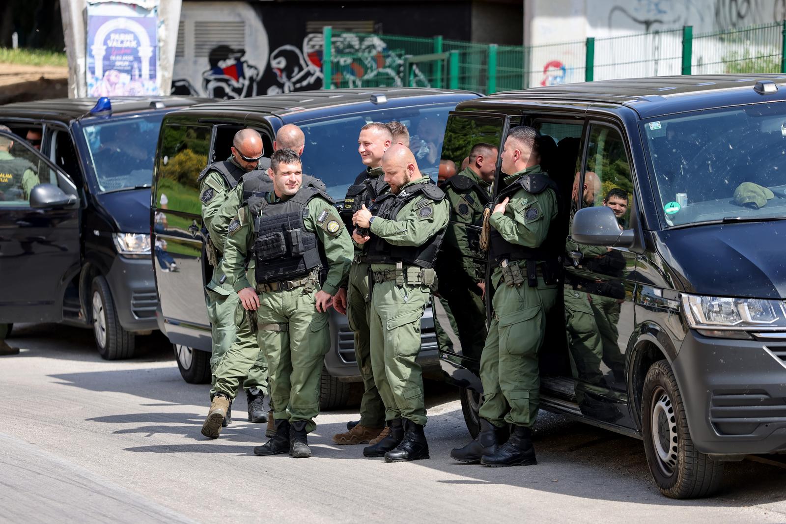 03.05.2025., Split - Jako policijsko osiguranje oko stadiona na Poljud povodom nogometne utakmice Dinamo - Hajduk.  Photo: Sime Zelic/PIXSELL