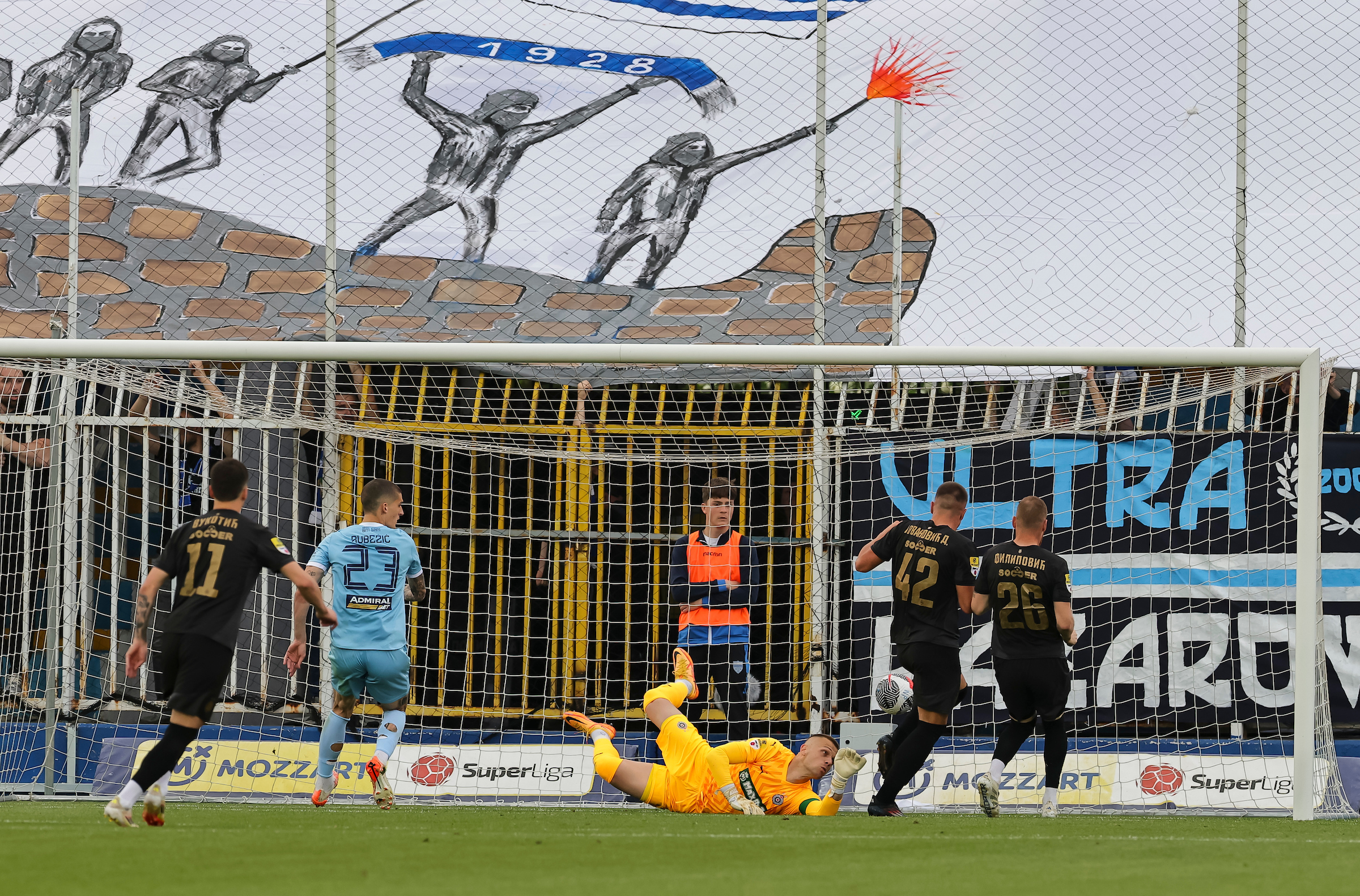 during the Mozzart Super Liga 2024/2025 Play Off match between Novi Pazar and Partizan at stadium City Stadium of Novi Pazar on May 04, 2025 in Novi Pazar, Serbia. (Photo by Srdjan Stevanovic/Starsport.rs ©)
