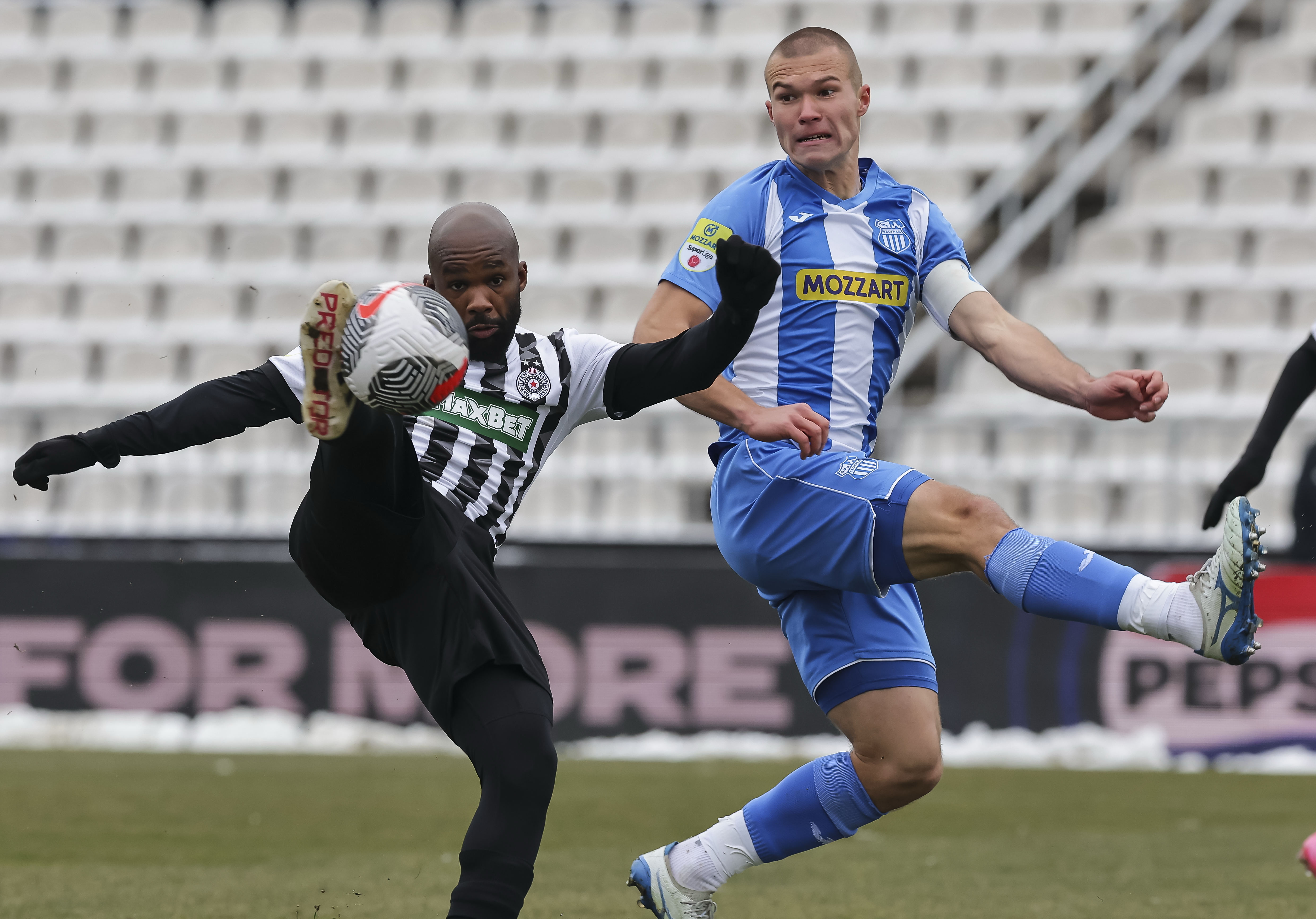 during the Mozzart Super Liga 2024/2025 match between Partizan and OFK Beograd at stadium FK Partizan (JNA) on February 15, 2025 in Belgrade, Serbia. (Photo by Srdjan Stevanovic/Starsport.rs ©)
