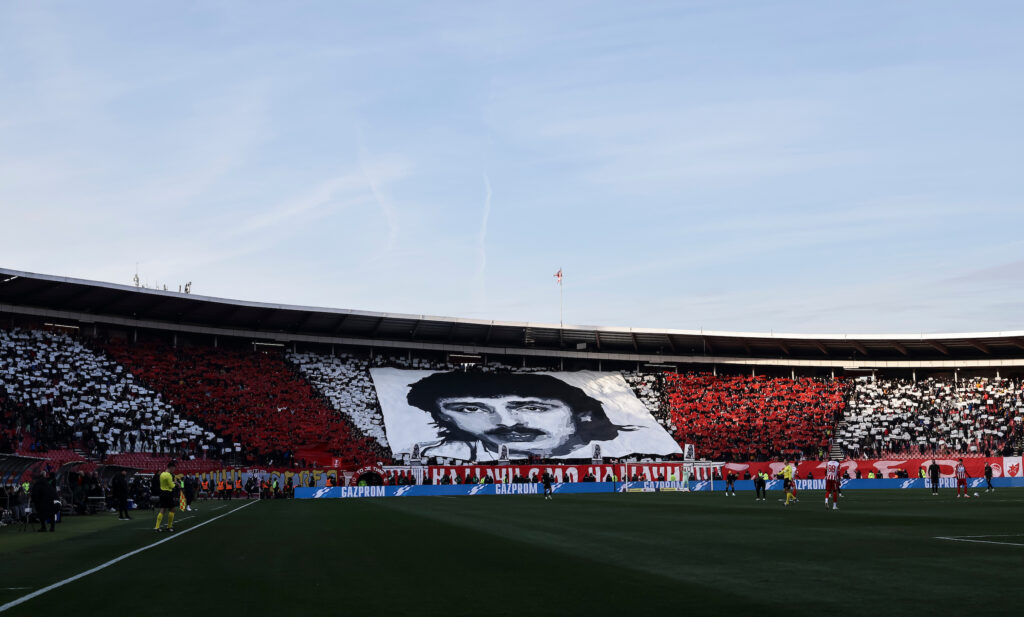 during the Mozzart Super Liga 2024/2025 match between Crvena Zvezda and Partizan at stadium Rajko Mitic on February 22, 2025 in Belgrade, Serbia. (Photo by Srdjan Stevanovic/Starsport.rs ©)