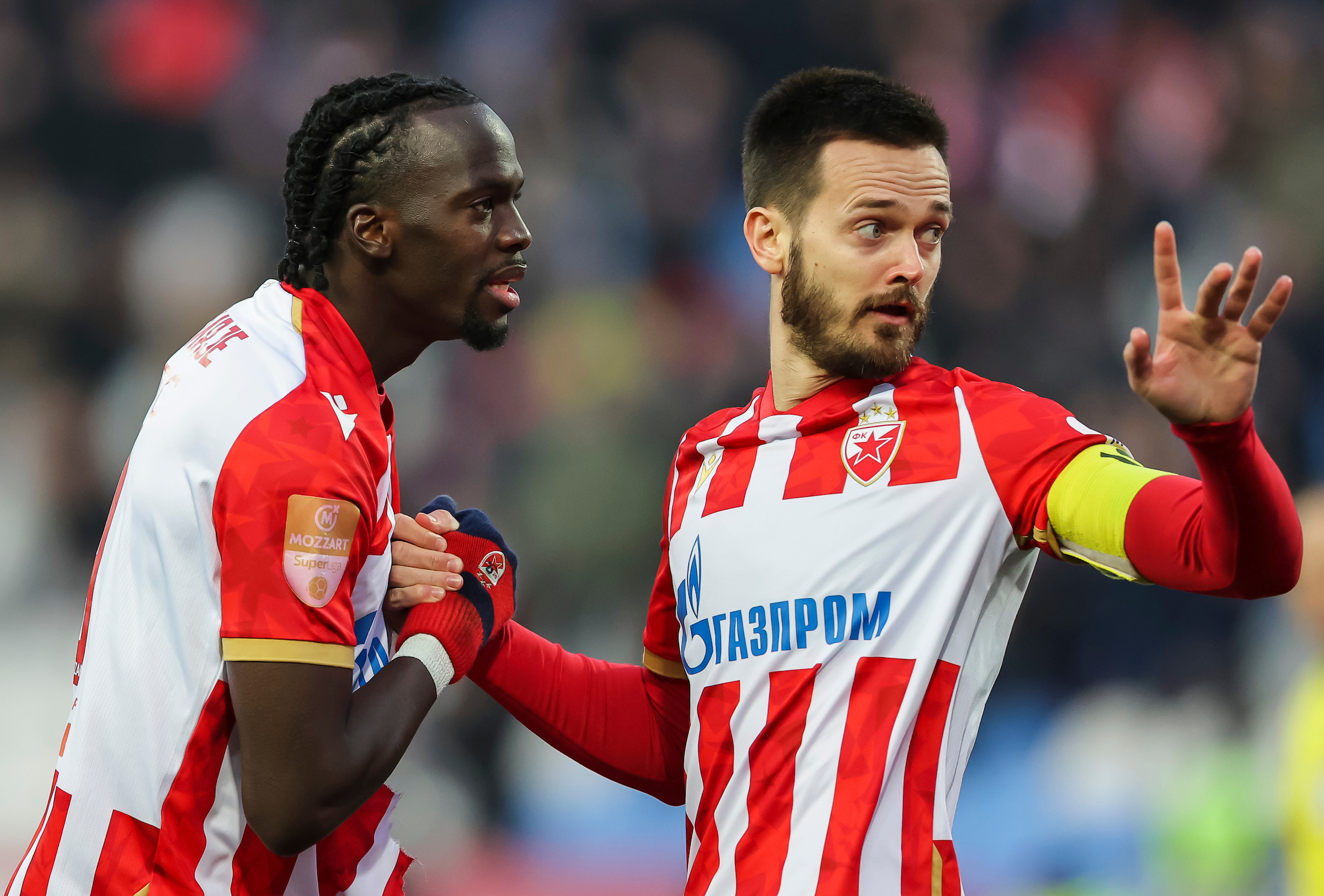 during the Mozzart Super Liga 2024/2025 match between Crvena Zvezda and Partizan at stadium Rajko Mitic on February 22, 2025 in Belgrade, Serbia. (Photo by Srdjan Stevanovic/Starsport.rs ©)