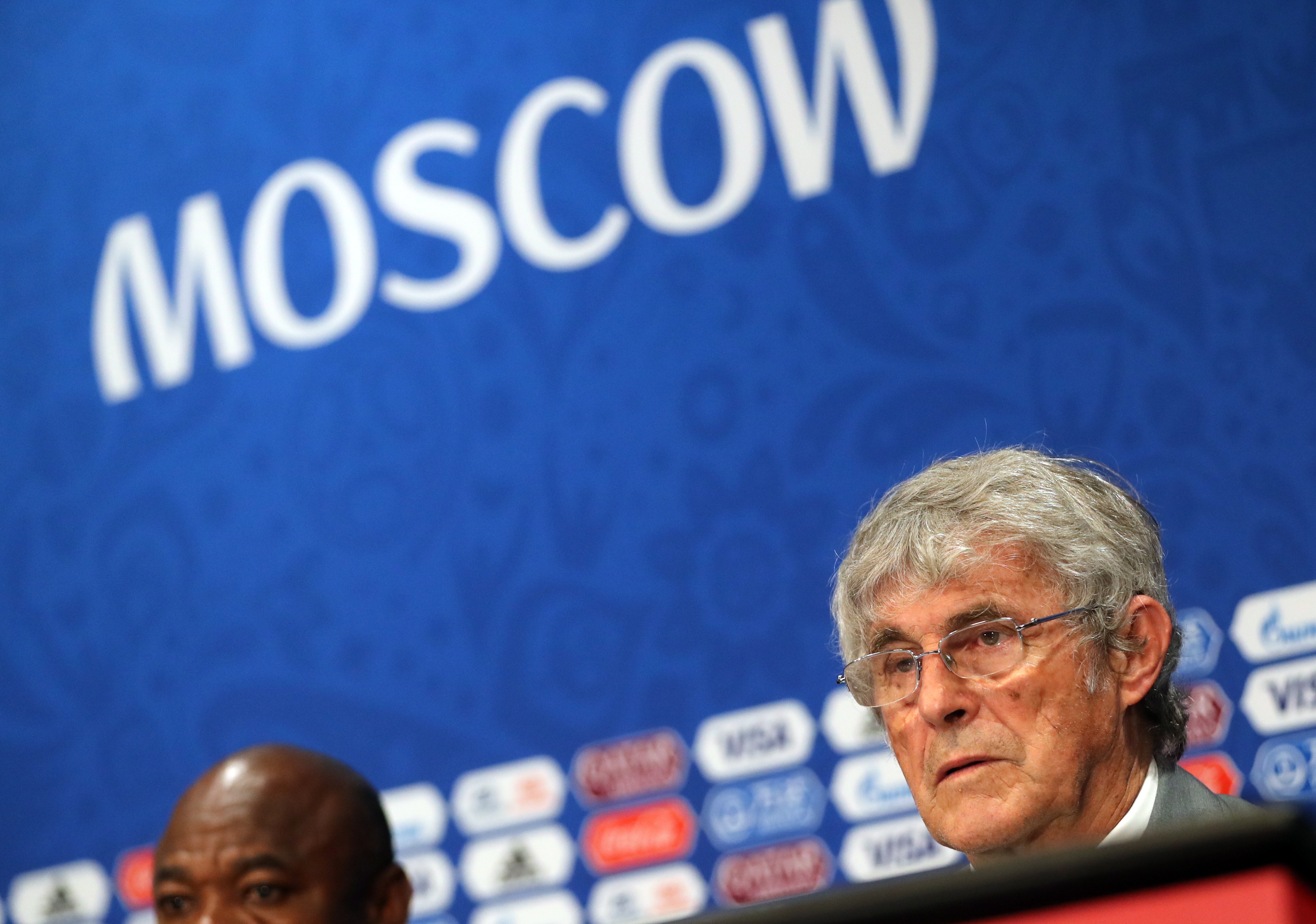 epa06883261 Bora Milutinovic member of FIFA Technical Study group (TSG)  attends a media briefing in Luzhniki stadium, Moscow, Russia, 12 July 2018.  EPA-EFE/ABEDIN TAHERKENAREH
