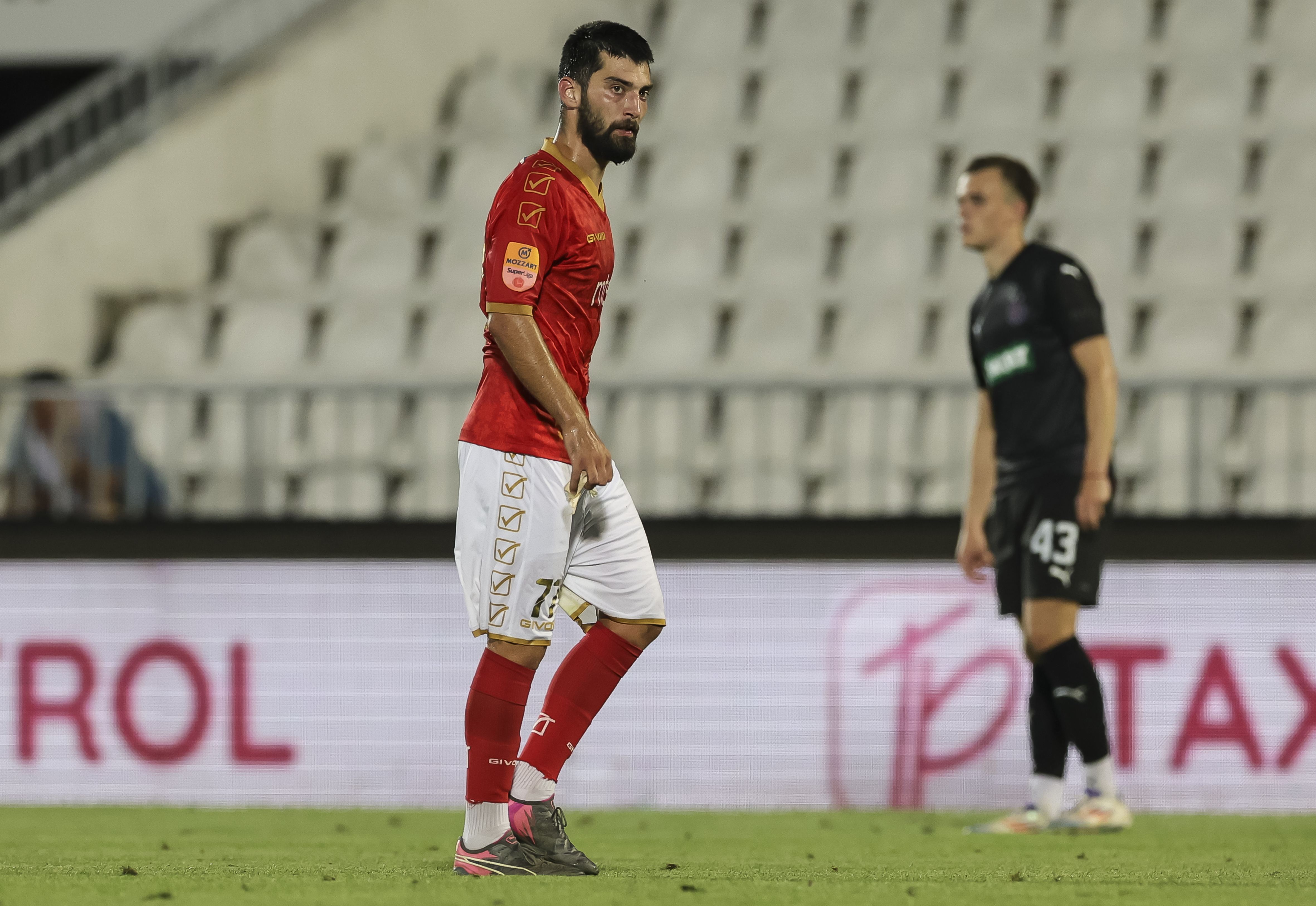 Milos Toseski during the Mozzart Super Liga 2024/2025 match between Partizan and Napredak Krusevac at stadium FK Partizan (JNA) on July 19, 2024 in Belgrade, Serbia. (Photo by Srdjan Stevanovic/Starsport.rs ©)
