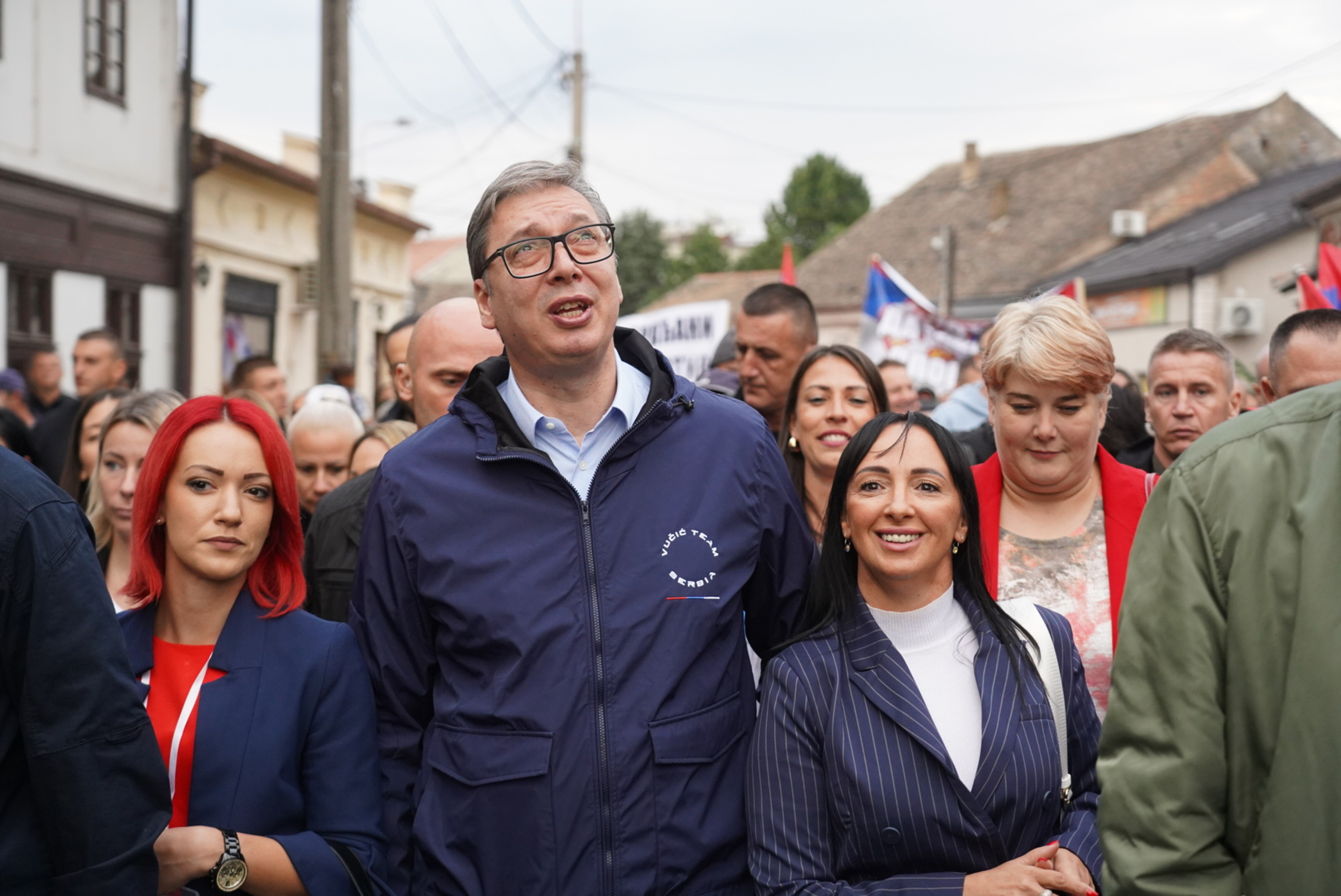 The Center for Democratic Stability organized a rally in Obrenovac called "Citizens Against Violence and Blockades," and the gathering was joined by the President of the Republic of Serbia, Aleksandar Vucic.