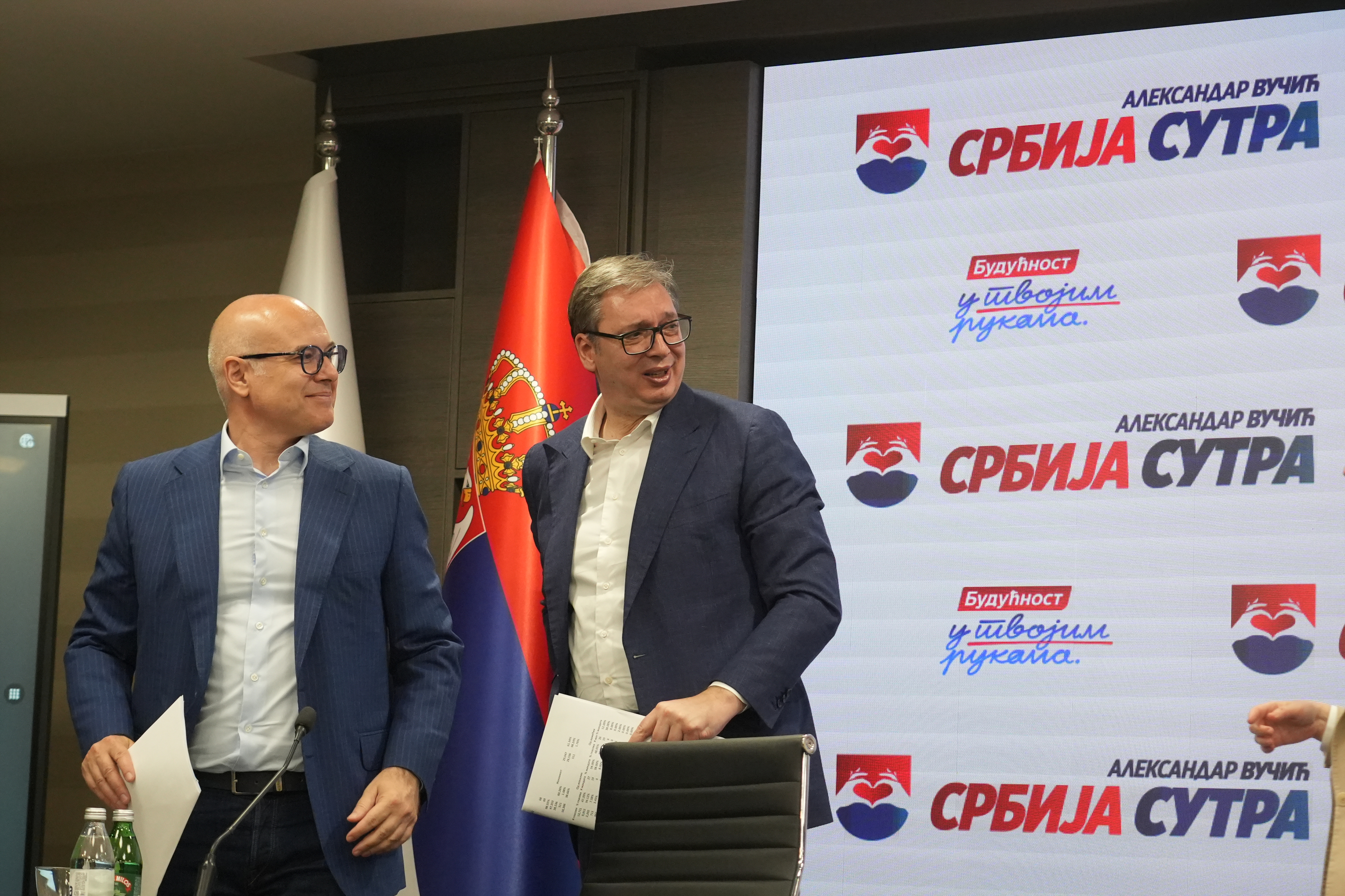 The President of the Republic of Serbia and member of the Serbian Progressive Party Aleksandar Vucic addressed the media at the party headquarters on the occasion of the local elections in Kosjeric and Zajecar.