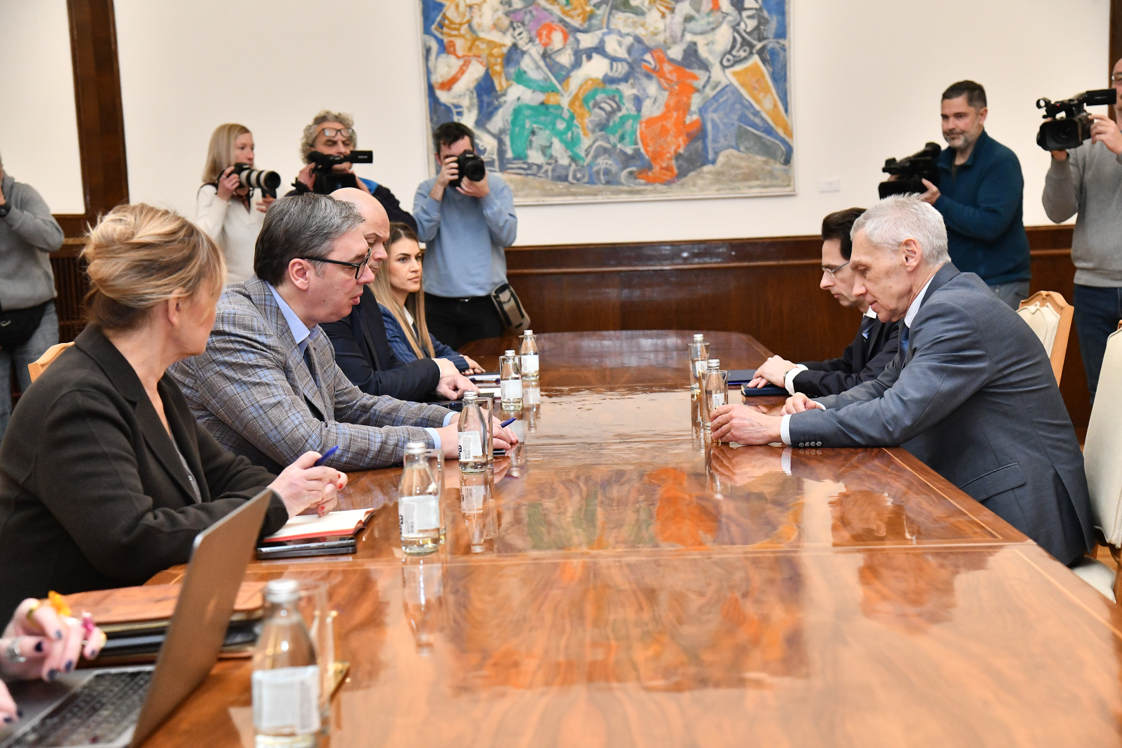The President of Serbia, Aleksandar Vucic, met with the Ambassador of the Russian Federation, Alexander Botsan-Kharchenko, in the building of the General Secretariat of the President of the Republic.