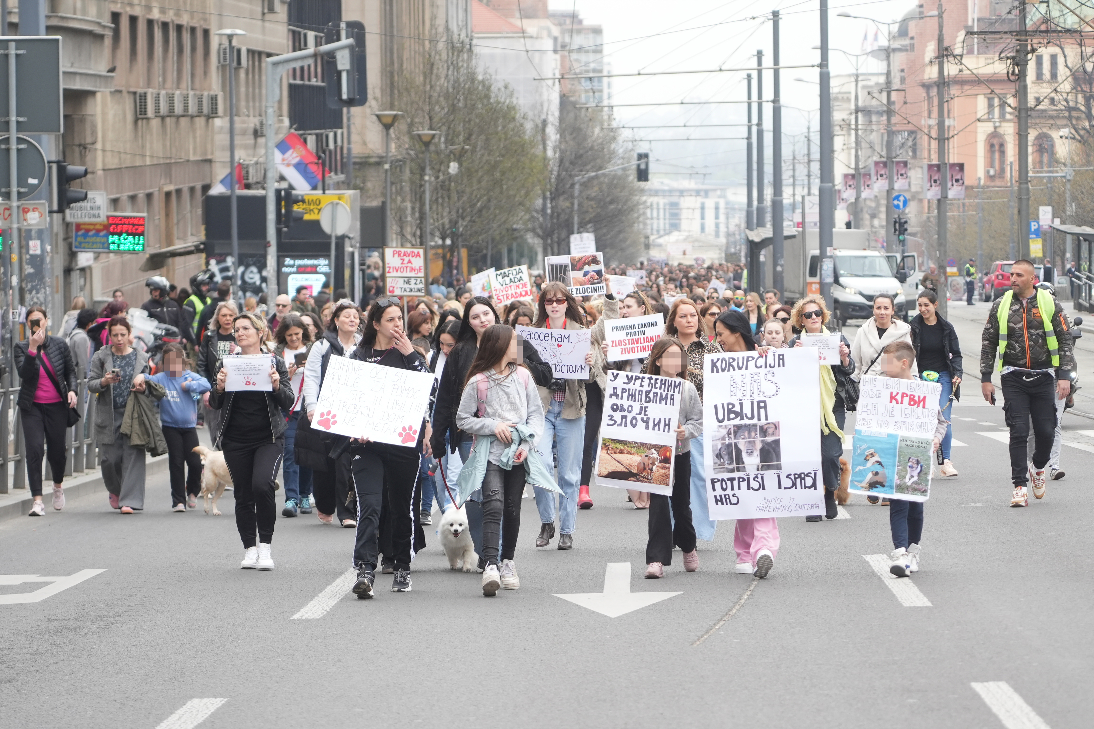 Animal protection activists gathered in front of the Ministry of Agriculture and then started a protest walk to the Hunting Association of Serbia.