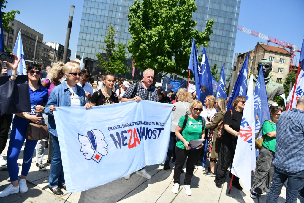 Beograd, 01.05.2025. Slavija, Međunarodni praznik rada, studenti i sindikati rada organizuju protest, skupovi u Beogradu, sindikat Nezavisnost Foto: Vesna Lalić/Nova.rs