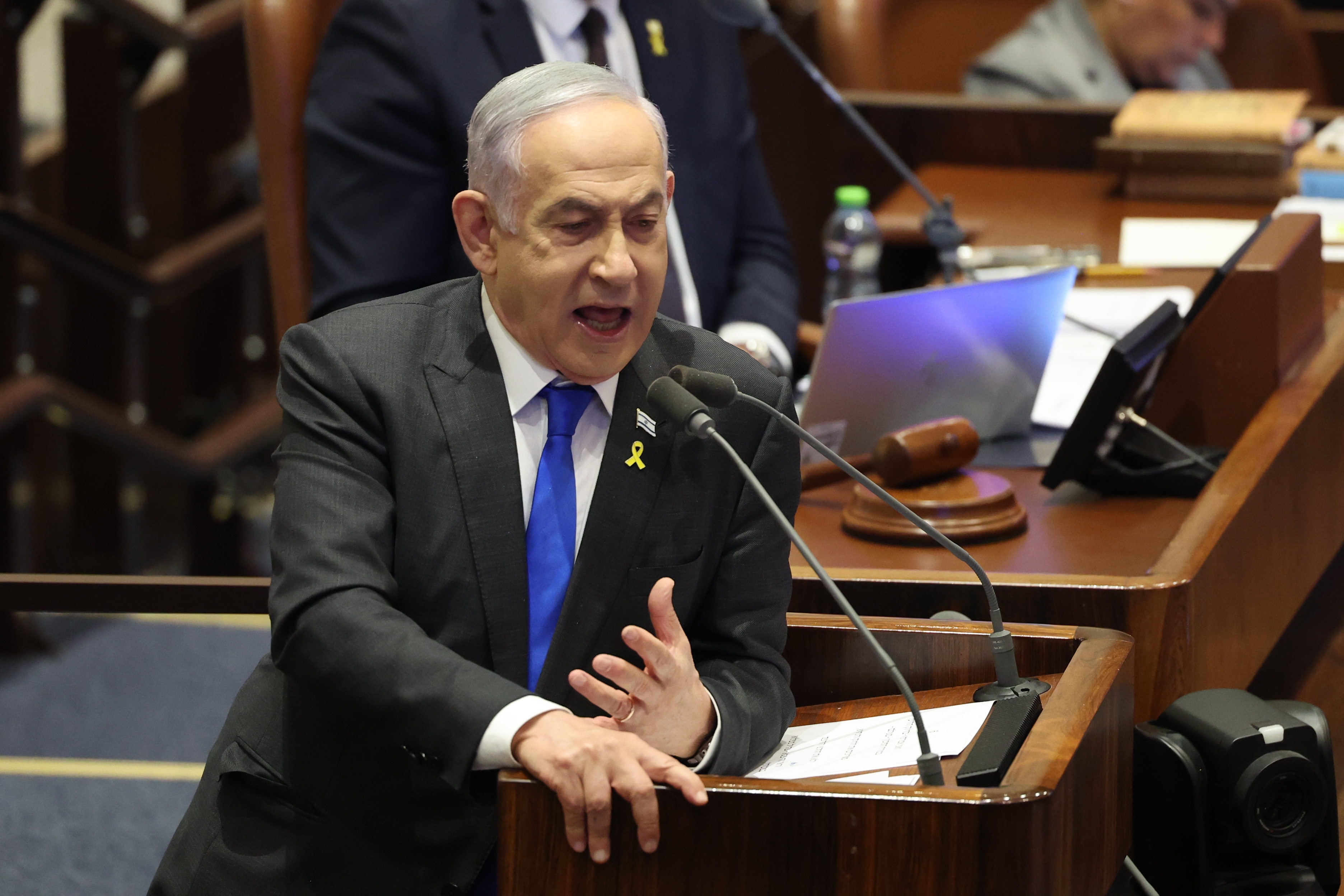 Israeli Prime Minister Netanyahu addresses the Knesset