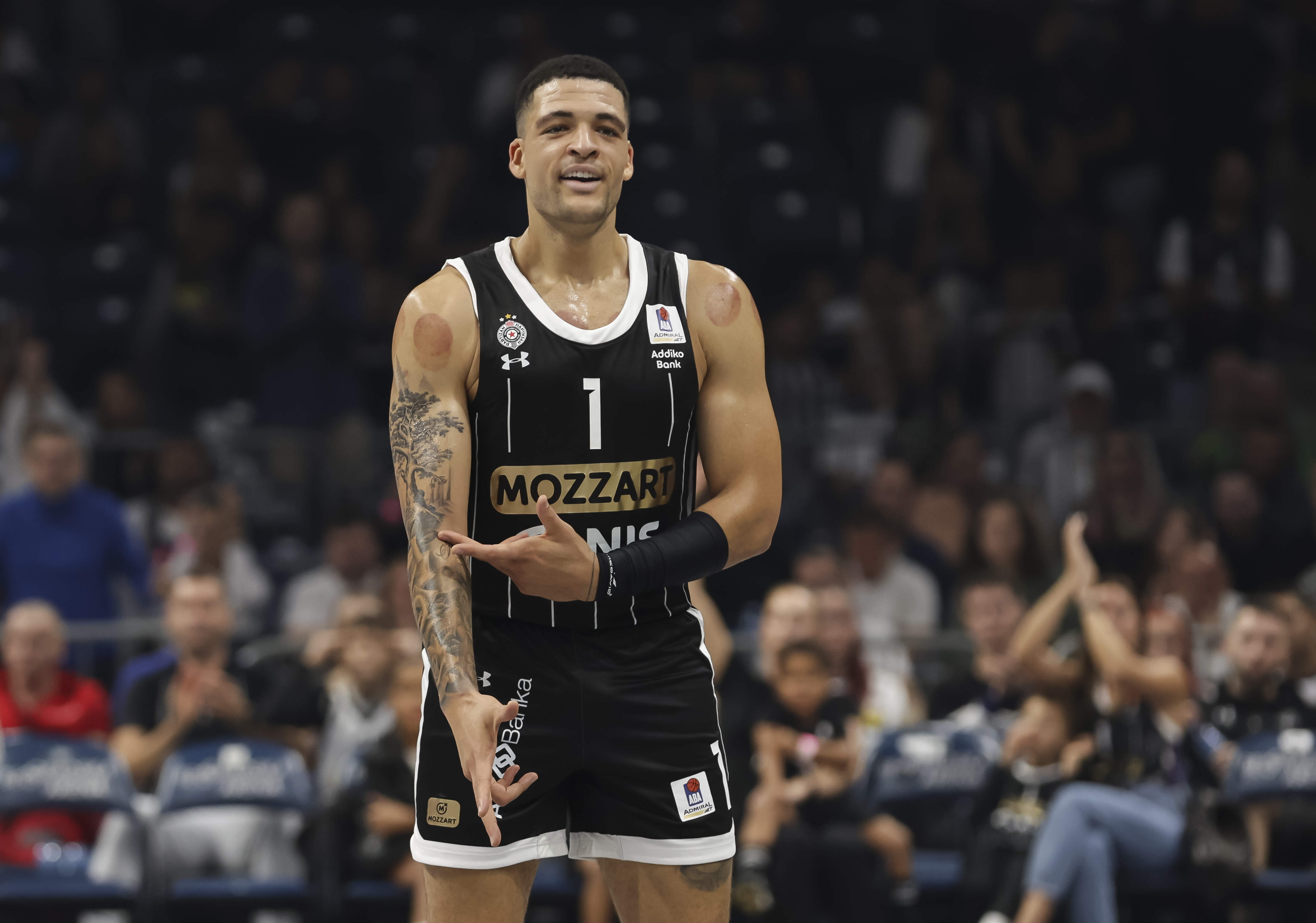 during the Aba League Season 2024-2025 match between Partizan and Borac Cacak at Stark Arena on September 25, 2024 in Belgrade, Serbia. (Photo by Srdjan Stevanovic/Starsport.rs ©)