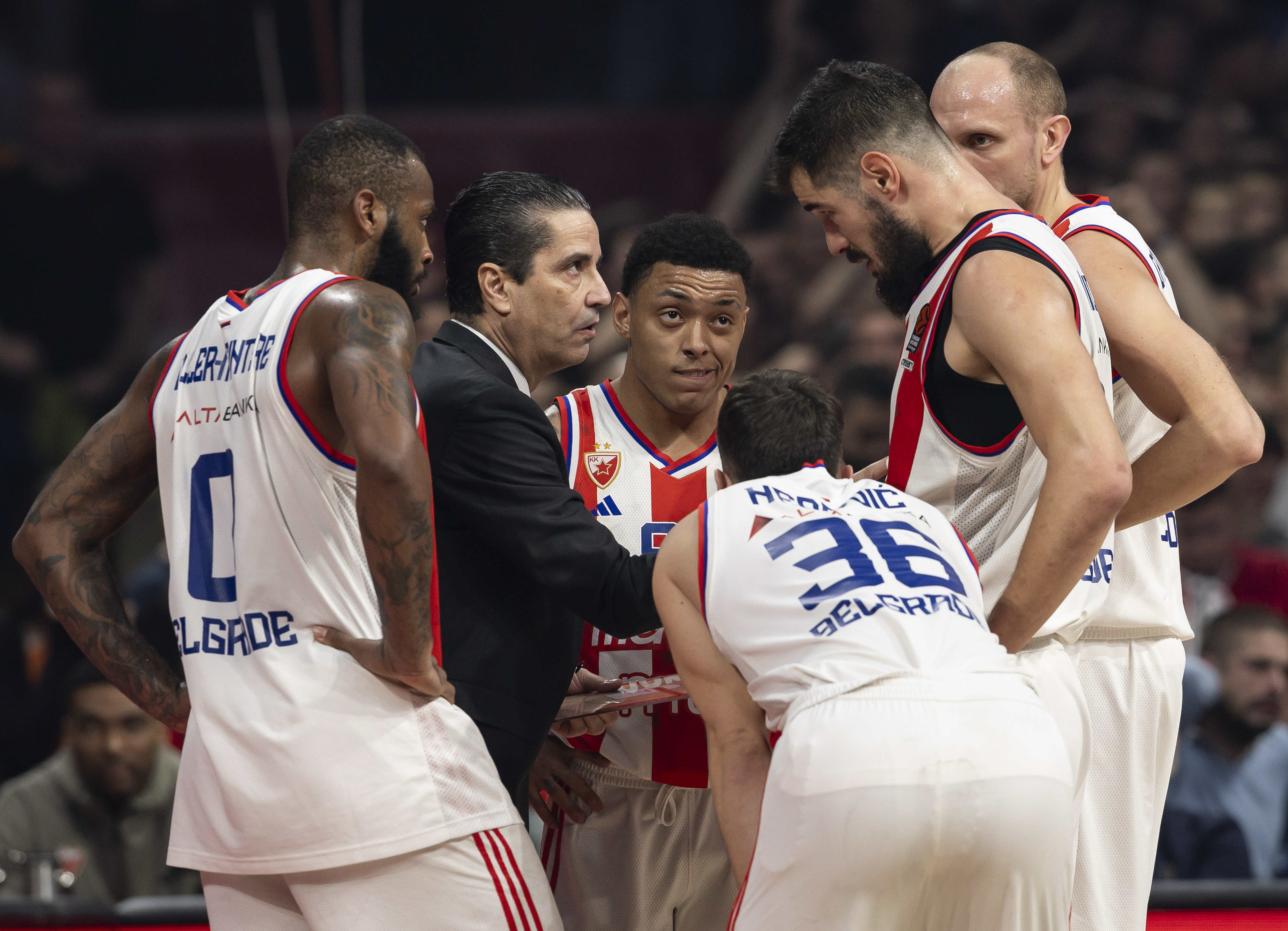 during the 2024/2025 Turkish Airlines EuroLeague match between Crvena Zvezda Meridianbet Belgrade and Olympiacos Athens at Belgrade Arena on December 13, 2024 in Belgrade, Serbia. (Photo by Srdjan Stevanovic/Starsport.rs ©)