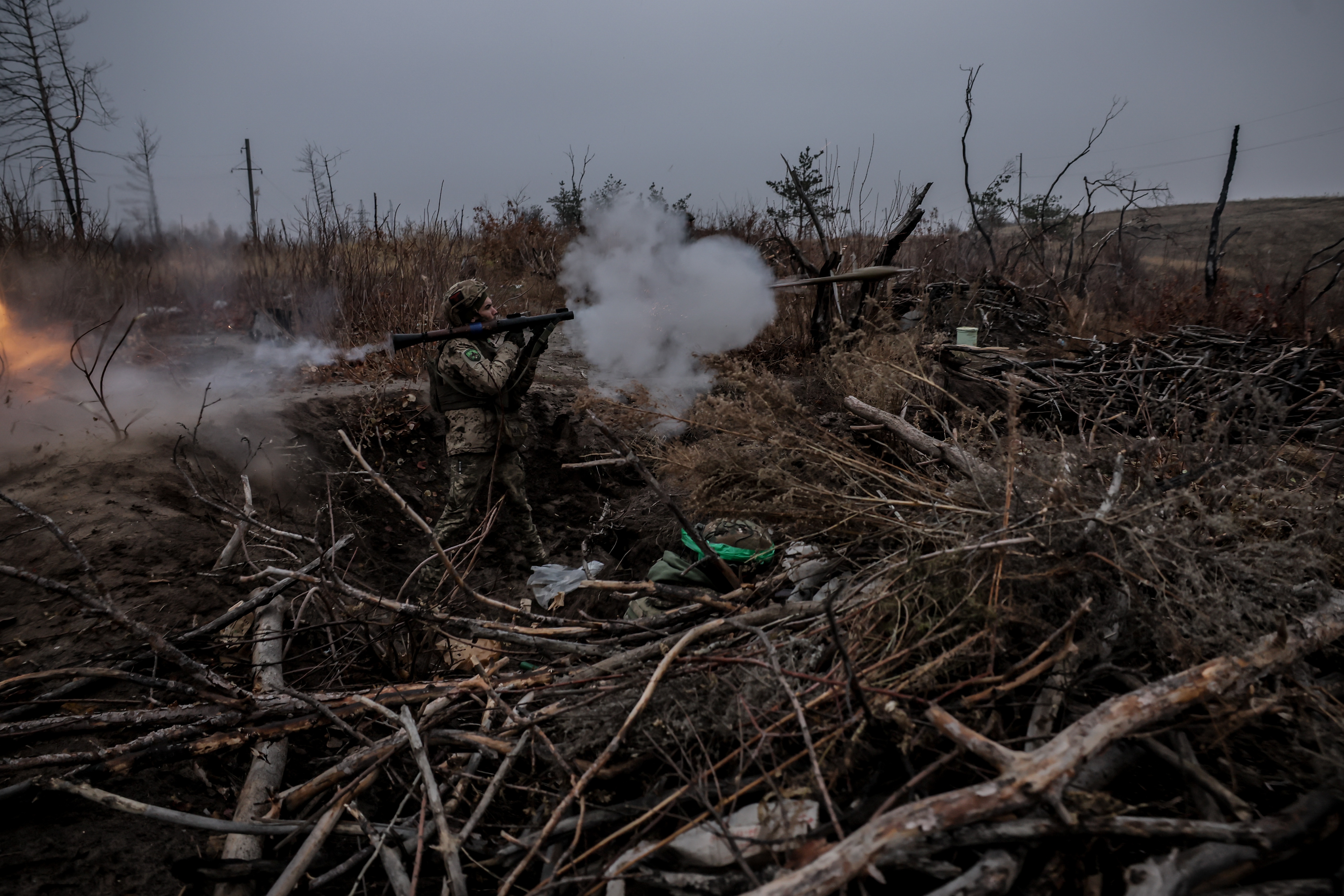 Ukrainian servicemen at training field in the Donetsk region
