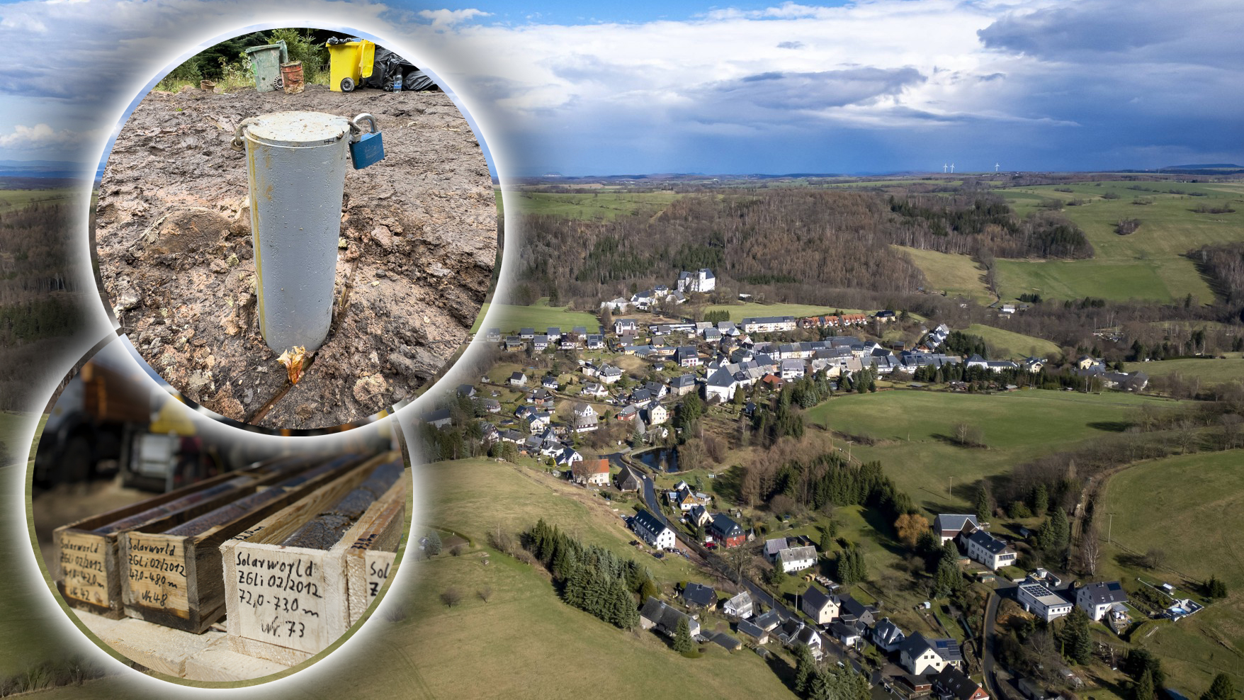 17.03.2024, Deutschland, Sachsen, Bärenstein, 01773 Altenberg, Osterzgebirge, vorn links auf dem Foto Blick auf die gepl