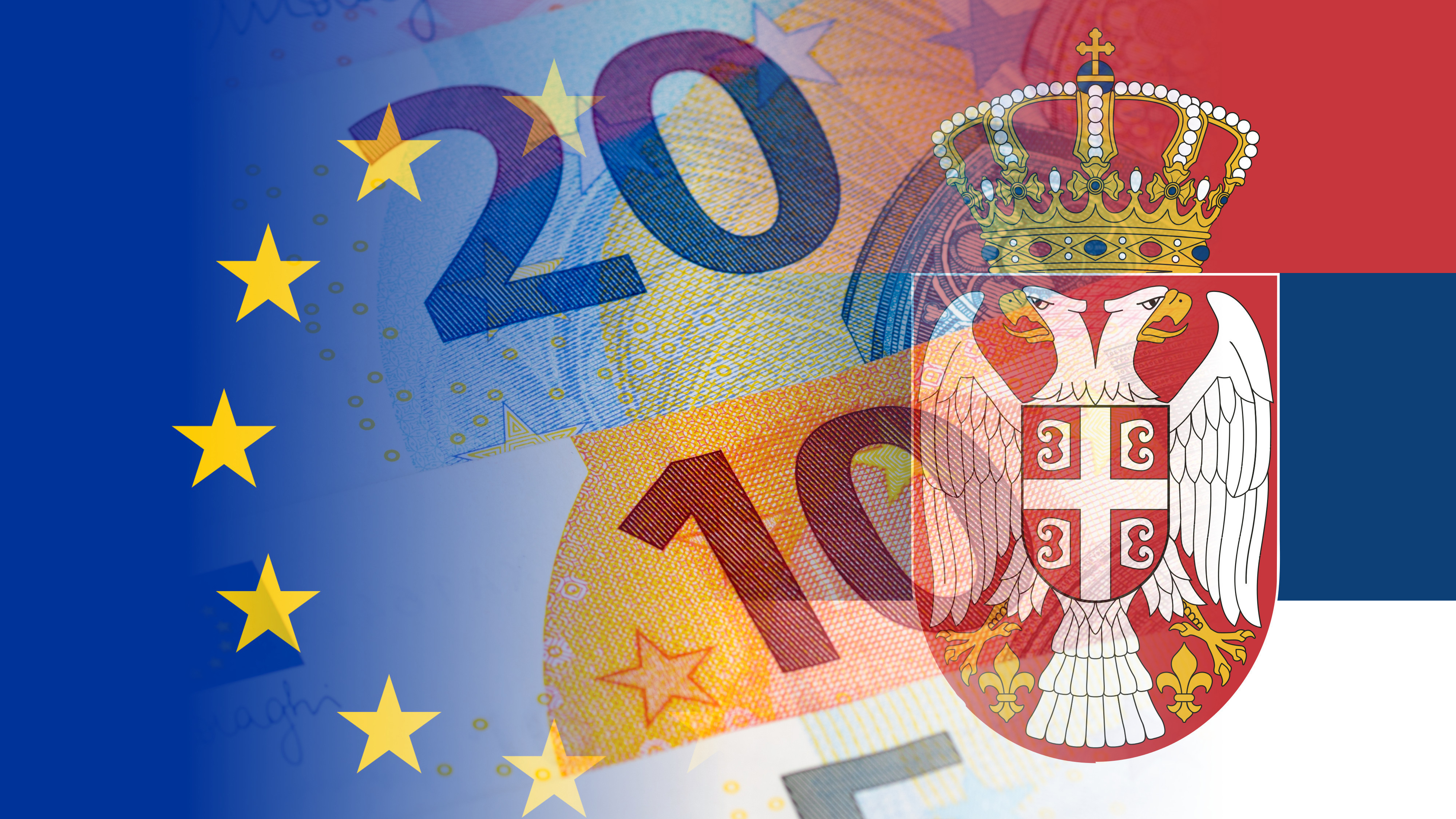 Serbia,And,Eu,Flag,With,Euro,Banknotes