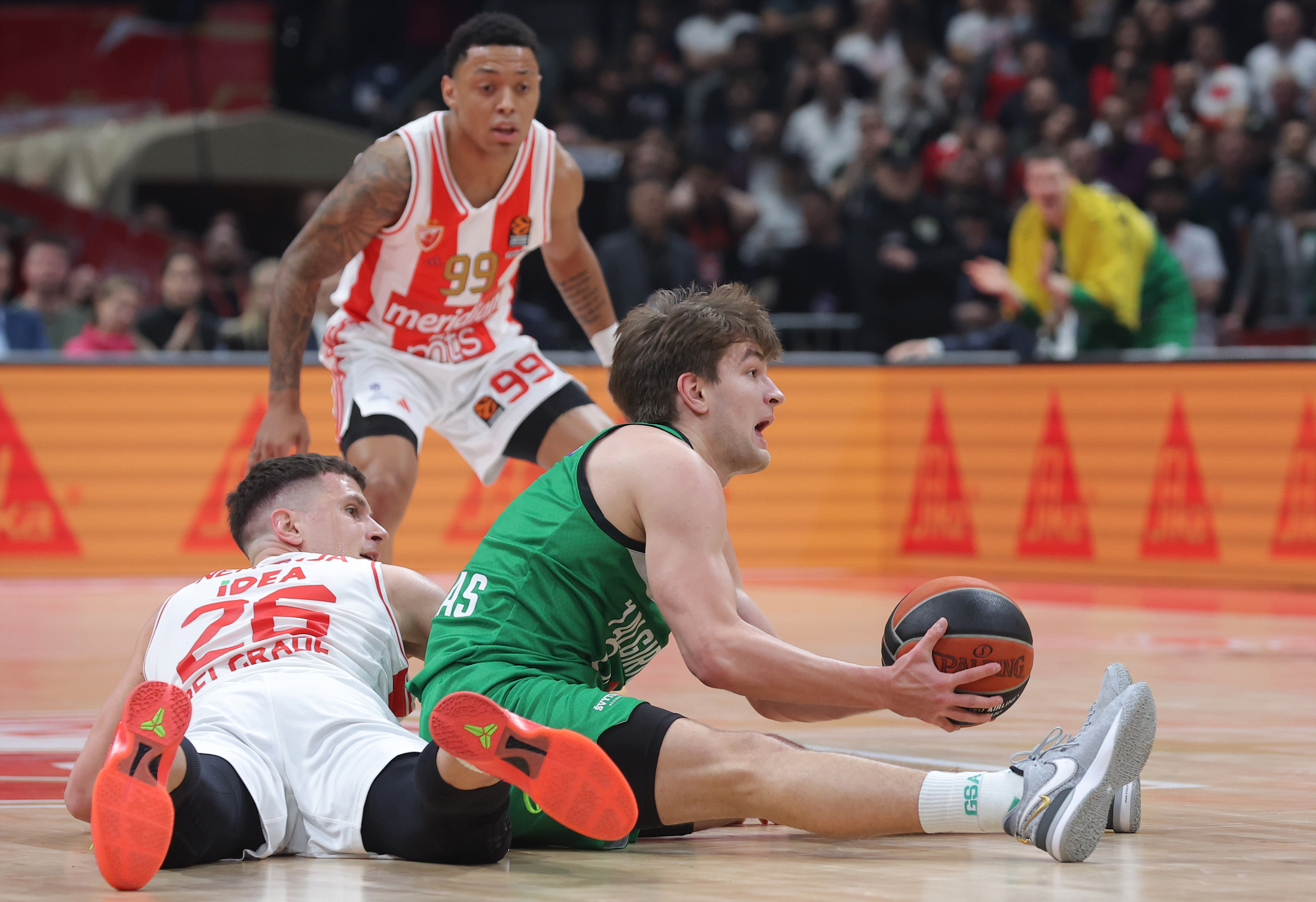 Regular season round 27 Euroleague basketball match between Crvena Zvezda (Red Star) and Zalgiris in Belgrade, Serbia on Feb. 9, 2024.