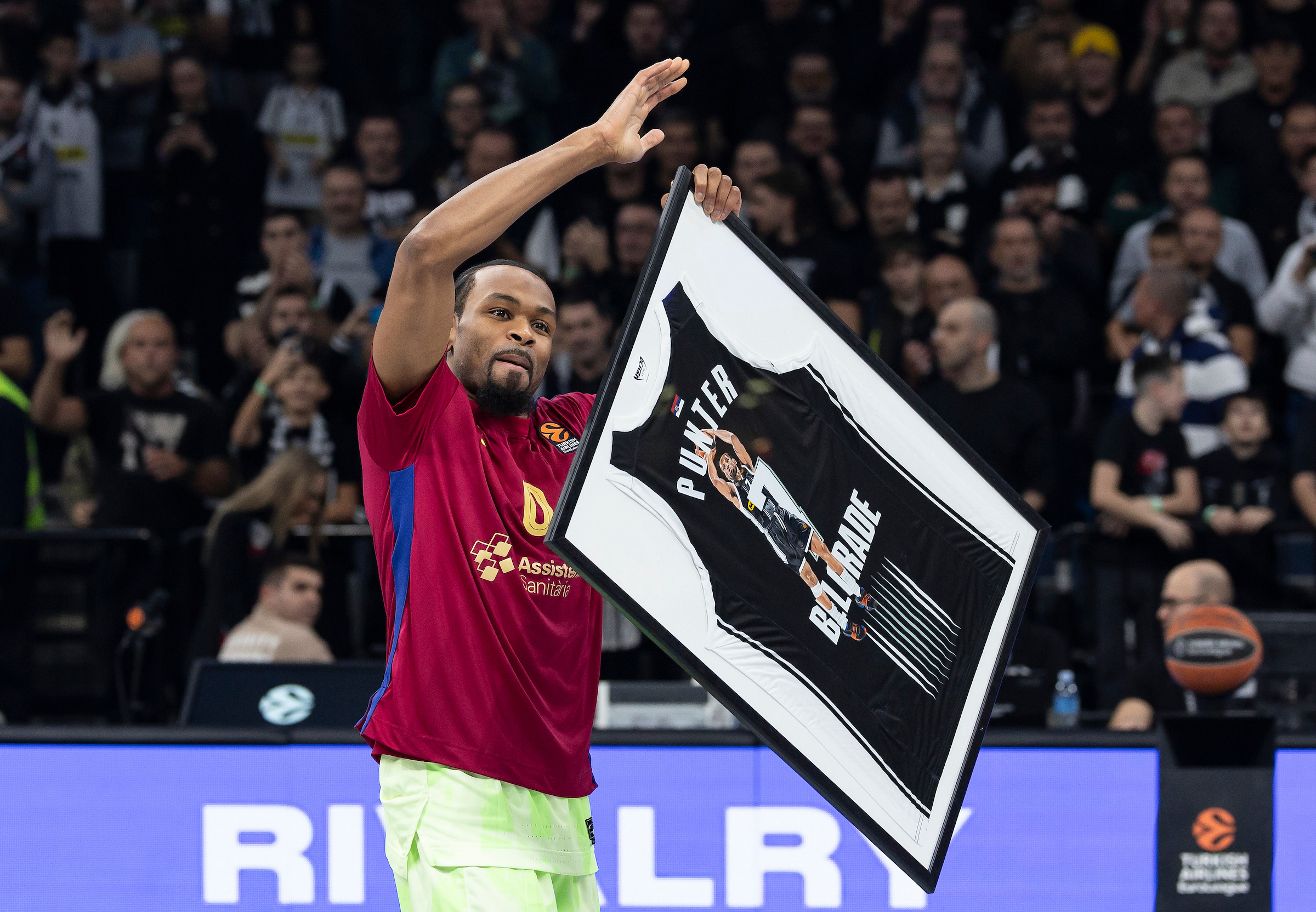 during the 2024/2025 Turkish Airlines EuroLeague Round 9 match between Partizan Mozzart Bet Belgrade v Barcelona - Turkish Airlines EuroLeague at Belgrade Arena on November 13, 2024 in Belgrade, Serbia. (Photo by Srdjan Stevanovic/Starsport.rs ©)