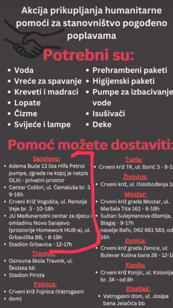Crveni krst uputio apel/izvor: Facebook