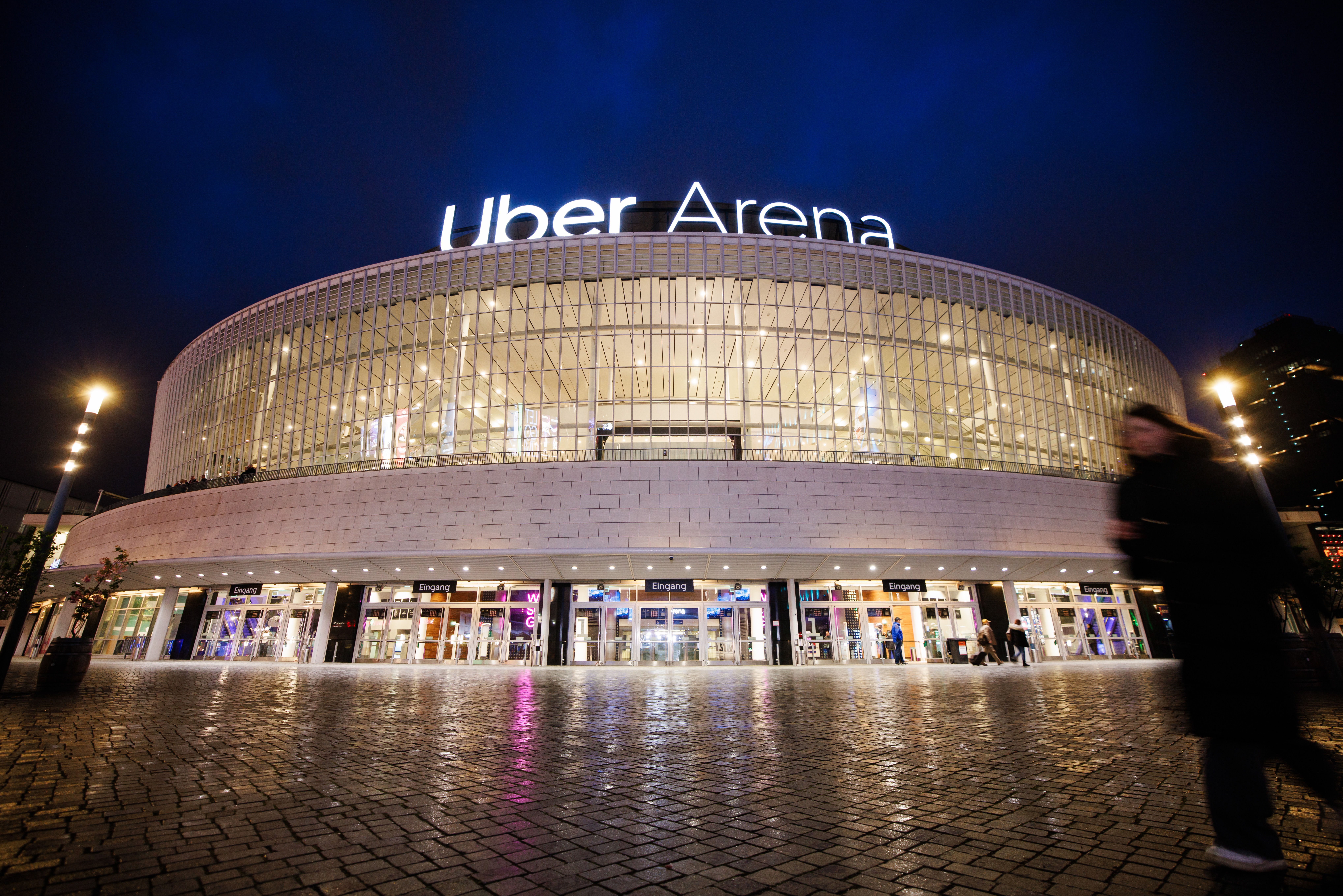 epa11289427 The 'Uber Arena', an Uber sponsored event hall formerly known as 'Mercedes Benz Arena' and prior to that 'O2 World,' stands in Berlin, Germany, 19 April 2024.  EPA-EFE/CLEMENS BILAN