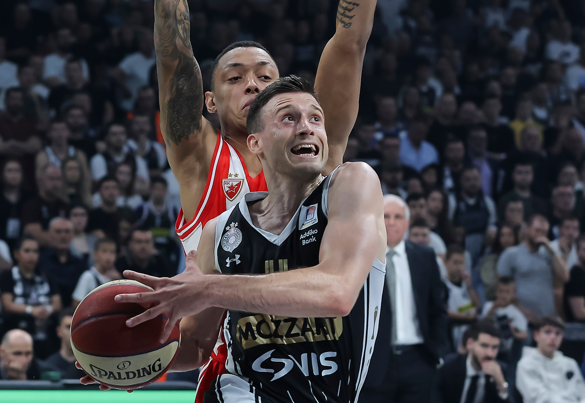 during the Aba League Season 2023-2024 Final Game 3 match between Partizan and Crvena Zvezda at Belgrade Arena on May 19, 2024 in Belgrade, Serbia. (Photo by Pedja Milosavljevic/Starsport.rs ©)