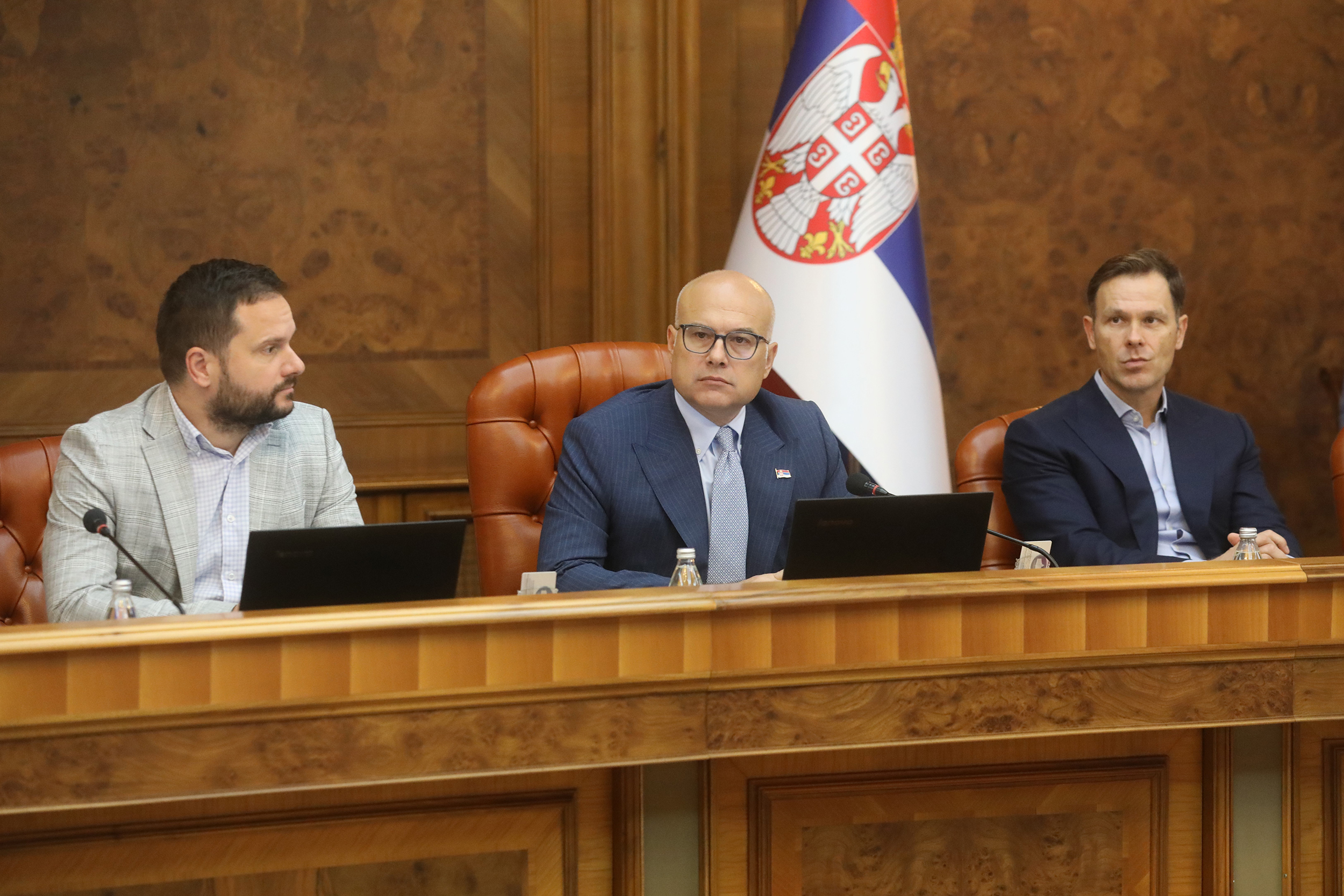 Beograd, 12. septembra 2024. - Sednica Vlade Republike Srbije kojom predsedava premijer Miloš Vučević. Prvi potpredsednik vlade i ministar finansija Siniša Mali na sednici vlade. FOTO TANJUG/ Vlada Republike Srbije/ Slobodan Miljević/ bg