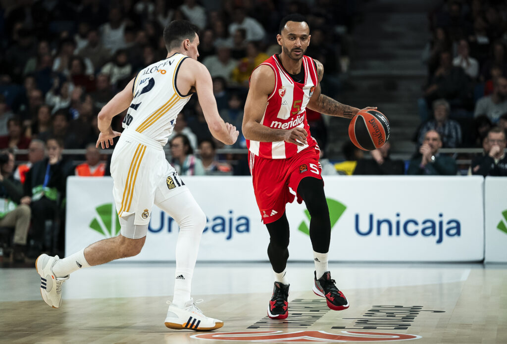 during the 2023/2024 Turkish Airlines EuroLeague match between Real Madrid and Crvena Zvezda at Wizink Center on March 29, 2024 in Madrid, Spain. (Photo by Nikola Gligic/Starsport.rs ©)
