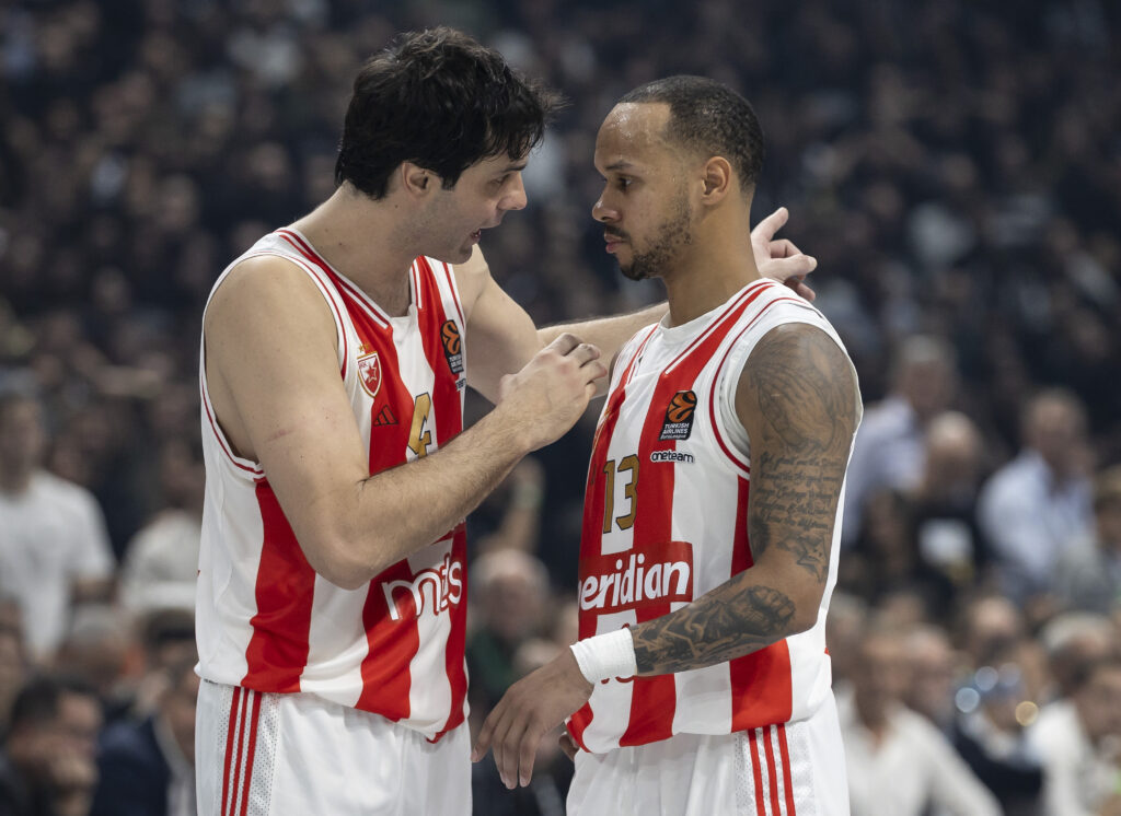 during the 2023/2024 Turkish Airlines EuroLeague match between Partizan Mozzart Bet Belgrade v Crvena Zvezda at Stark Arena on October 26, 2023 in Belgrade, Serbia. (Photo by Srdjan Stevanovic/Starsport.rs ©)
