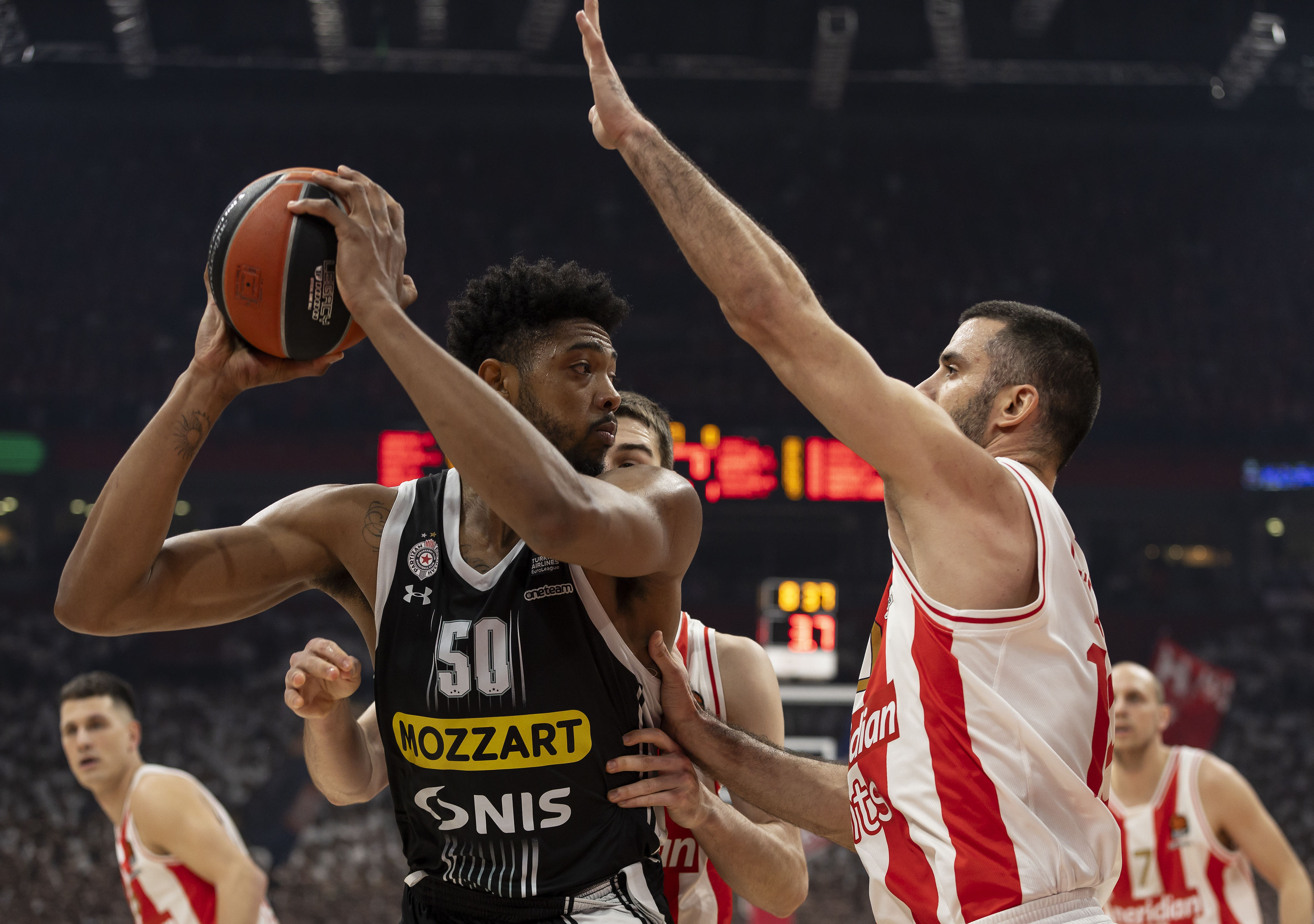 during the 2023/2024 Turkish Airlines EuroLeague match between Crvena Zvezda Meridianbet Belgrade v Partizan Mozzart Bet Belgrade at Stark Arena on January 04, 2024 in Belgrade, Serbia. (Photo by Srdjan Stevanovic/Starsport.rs ©)