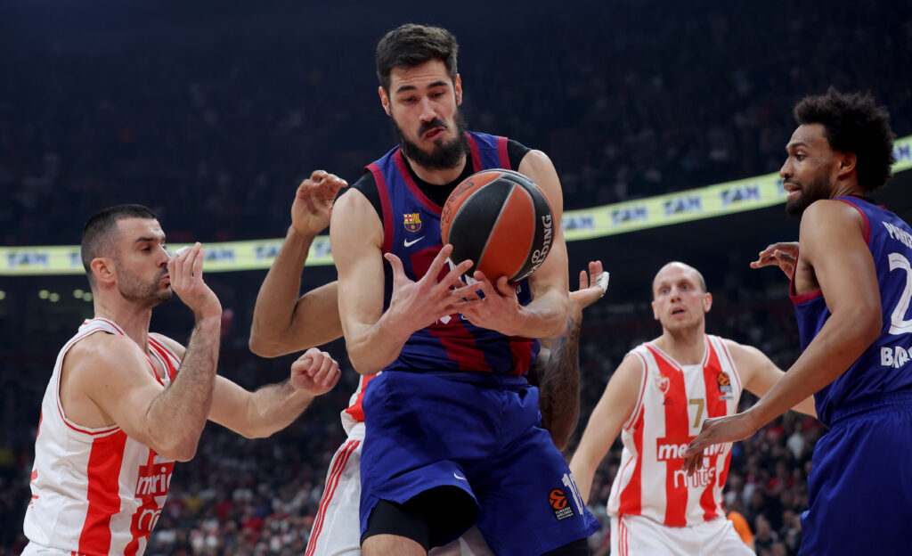 Barcelona's Nikola Kalinic in action during regular season round 24 Euroleague basketball match between Crvena Zvezda (Red Star) and Barcelona in Belgrade, Serbia on Feb. 2, 2024.
photo: Pedja Milosavljevic/STARSPORT