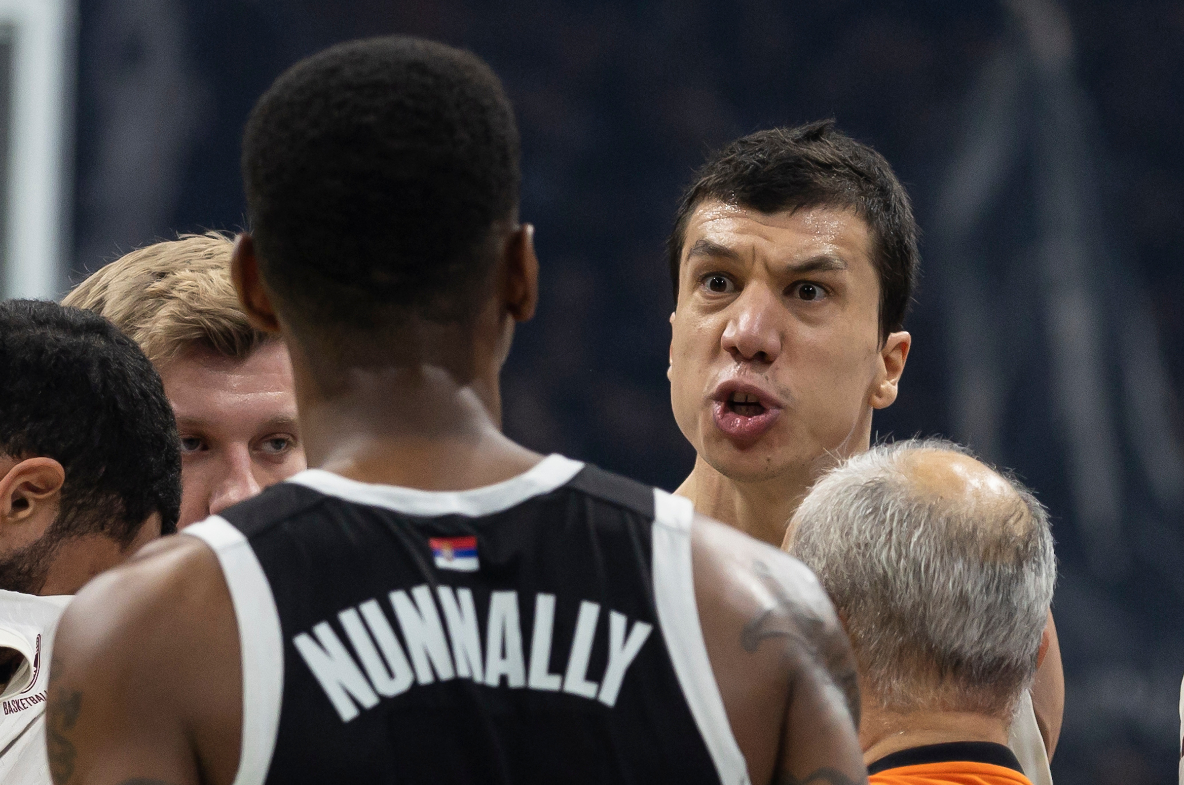 during the 2023/2024 Turkish Airlines EuroLeague match between Partizan Mozzart Bet Belgrade and Bayern Munich at Stark Arena on February 08, 2024 in Belgrade, Serbia. (Photo by Srdjan Stevanovic/Starsport.rs ©)