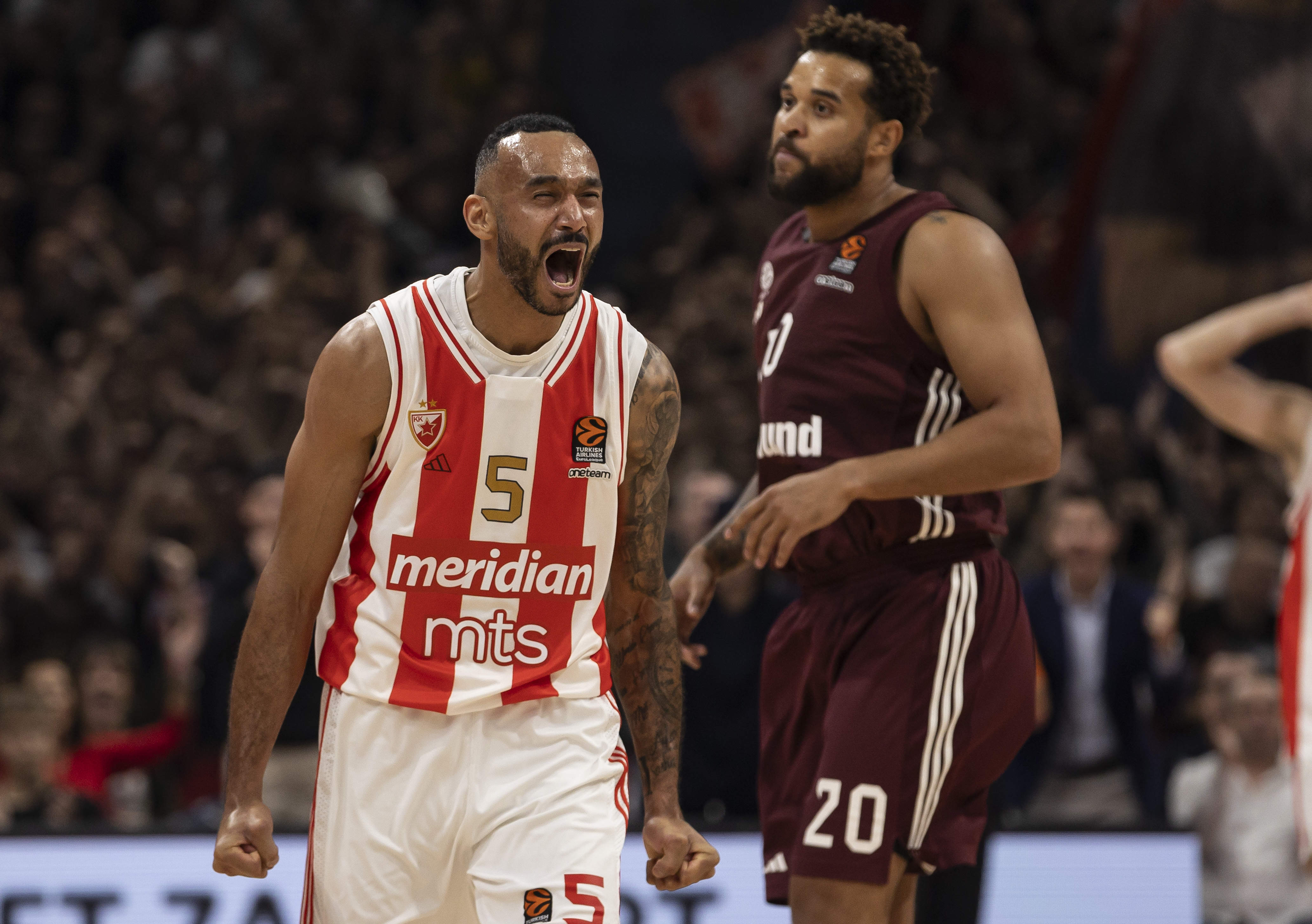 during the 2023/2024 Turkish Airlines EuroLeague match between Crvena Zvezda and FC Bayern Munich at Stark Arena on November 02, 2023 in Belgrade, Serbia. (Photo by Srdjan Stevanovic/Starsport.rs ©)