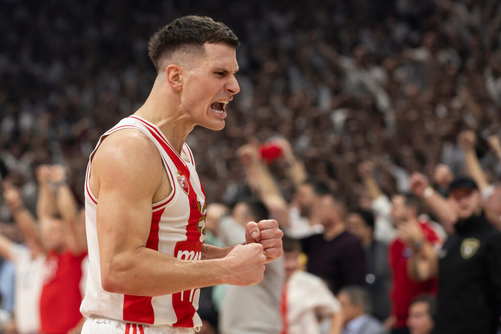 during the 2023/2024 Turkish Airlines EuroLeague match between Crvena Zvezda Meridianbet Belgrade v Partizan Mozzart Bet Belgrade at Stark Arena on January 04, 2024 in Belgrade, Serbia. (Photo by Srdjan Stevanovic/Starsport.rs ©)