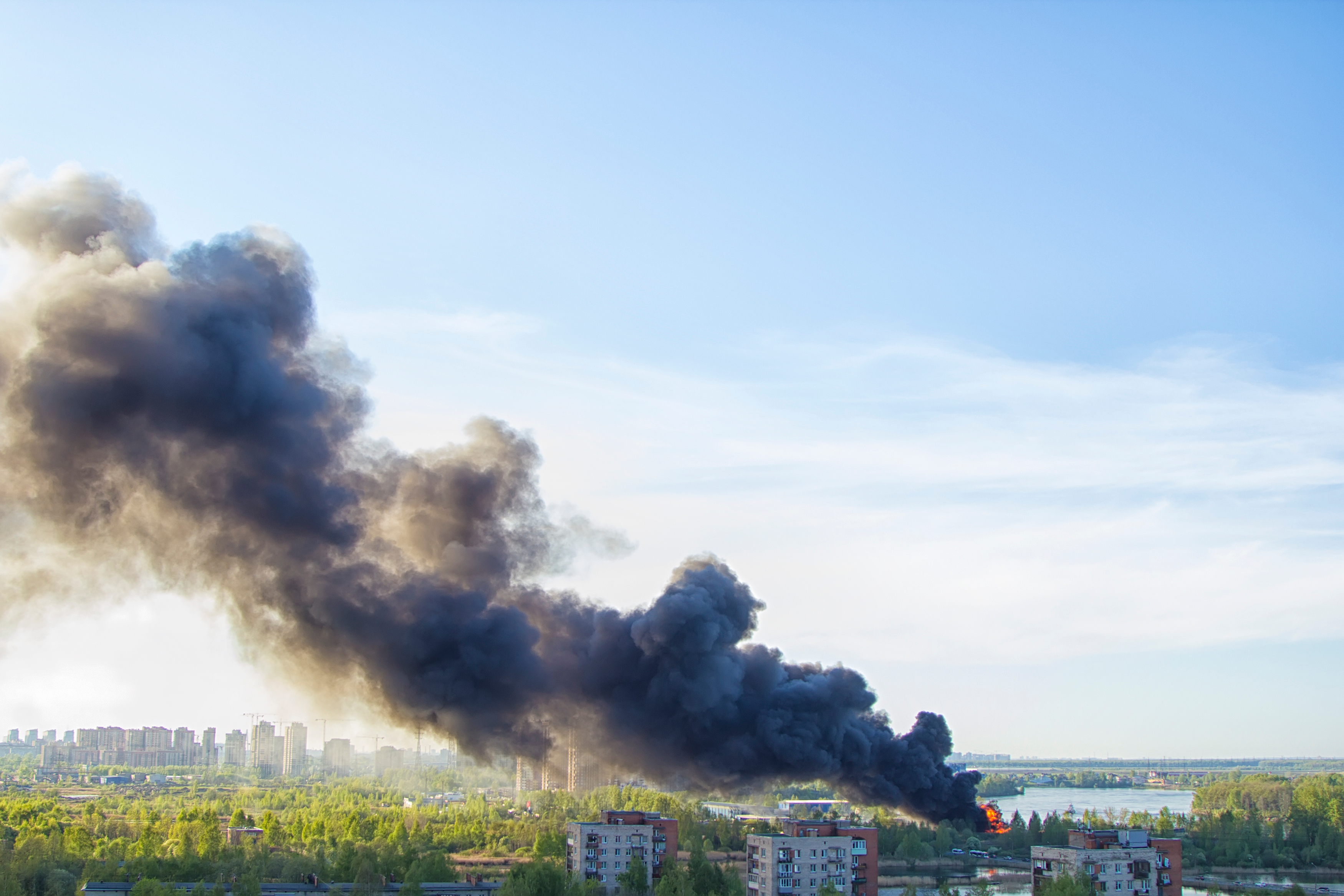 Explosion,,Fire,And,Black,Smoke.,Fire,In,The,City.,Technogenic