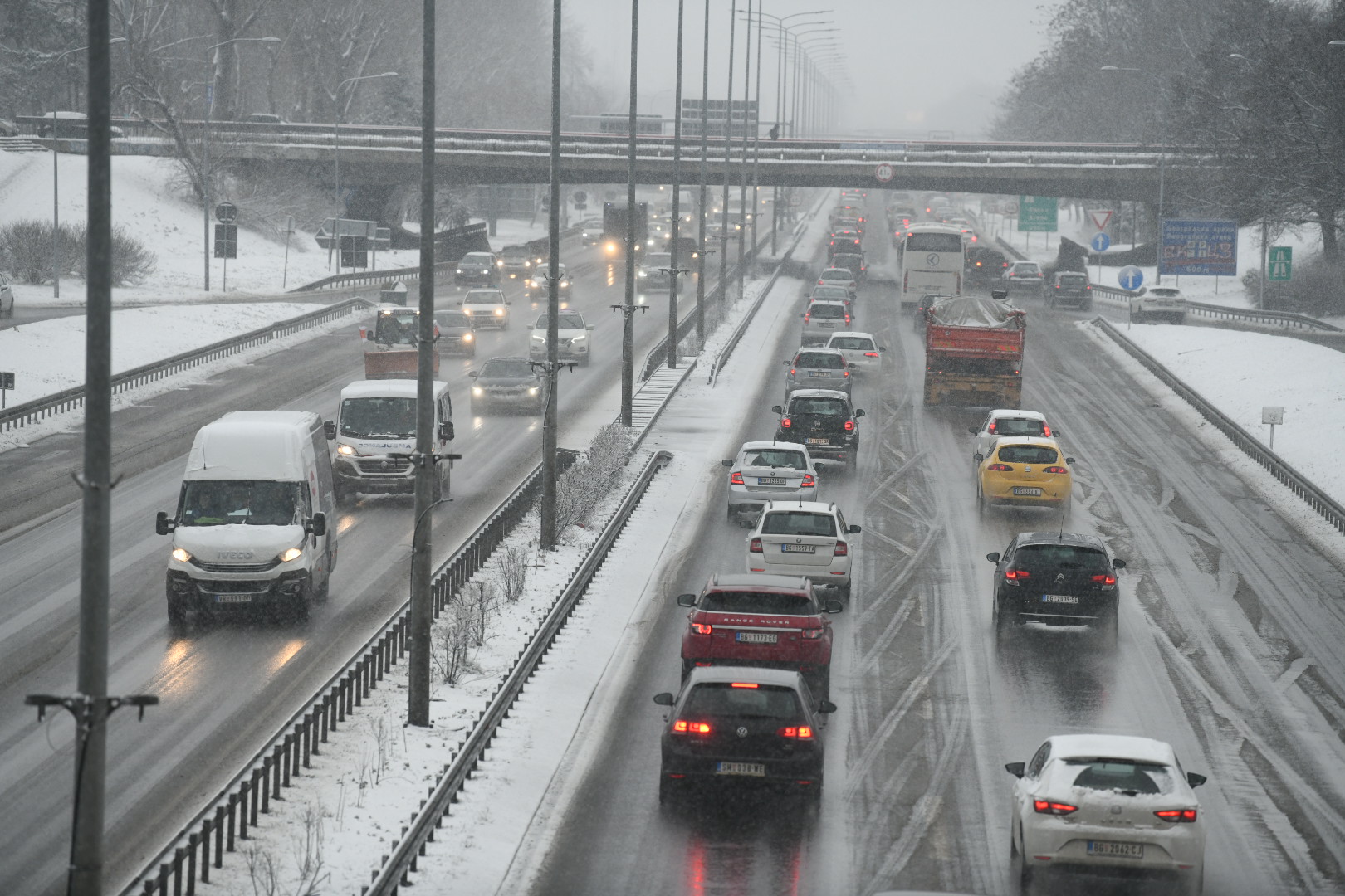 Beograd 10. januar 2022. Sneg, zima, vreme. vejavica, vremenska prognoza autoput guzva saobracaj Foto:Vesna Lalić/Nova.rs