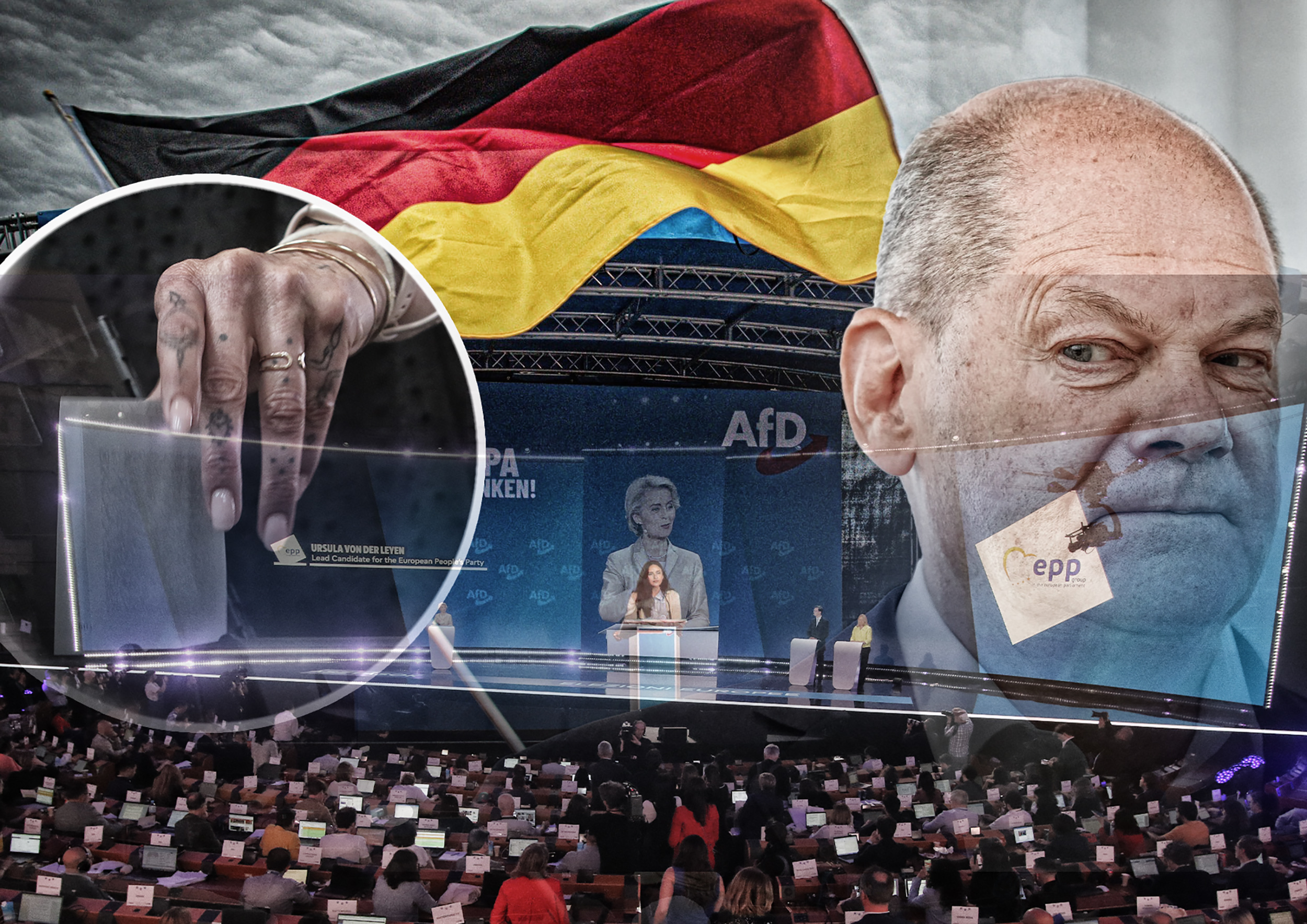 Politik , Kundgebung in Oranienburg 05.06.2024, xdanx, Politik , Kundgebung in Oranienburg, v.l.Mary Khan, EU-Kanditatin bei einer Kundgebung der AfD auf dem Schlossplatz Oranienburg. Oranienburg Schlossplatz Oranienburg Brandenburg Deutschland DE *** Pol