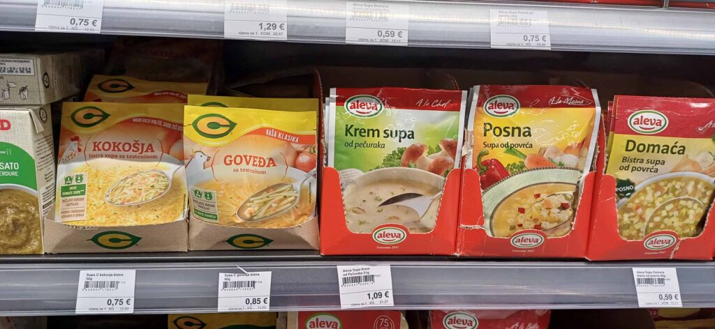 Tema: Koliko koštaju srpski proizvodi u Crnoj Gori, Cene CG, Crna Gora cene, supa u kesi