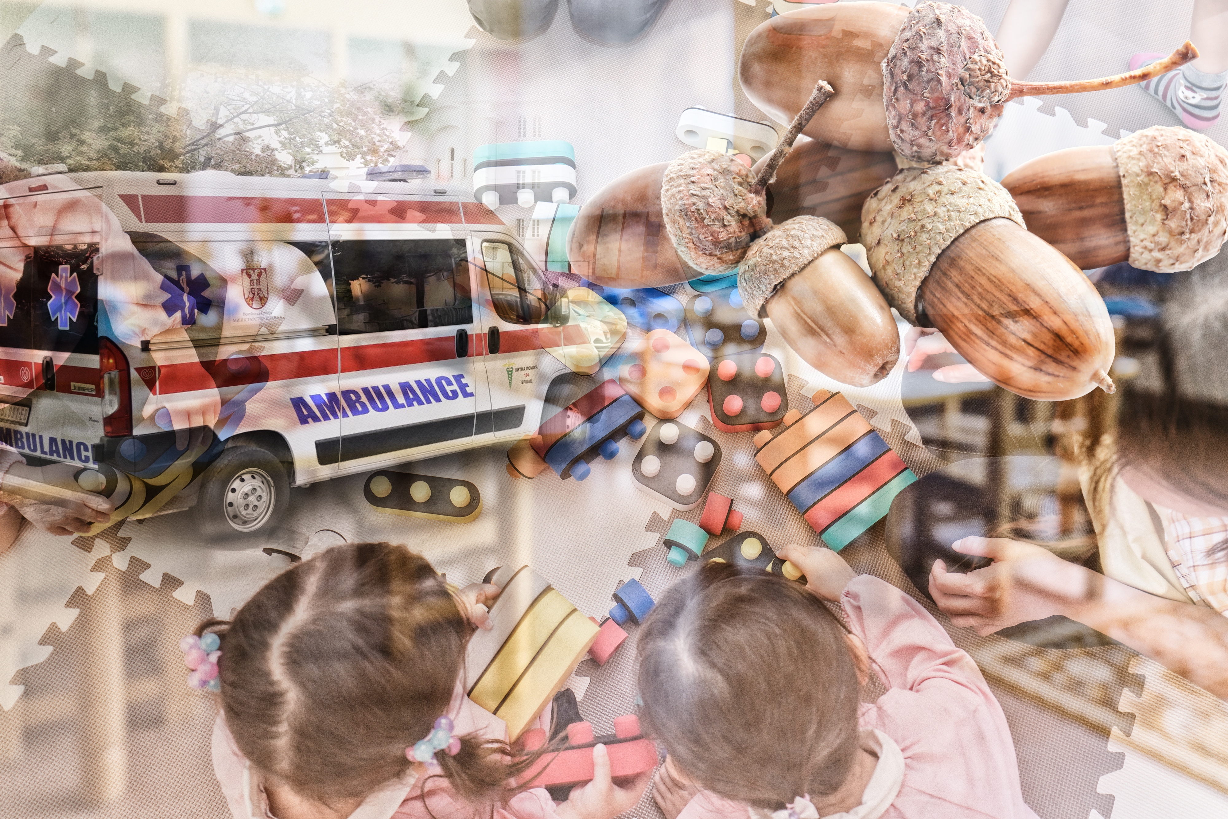 Vrtić deca hitna pomoc žir vladičin han Empty blurred classroom in elementary school, kindergarten. Compulsory quarantine for all educational institutions concept
