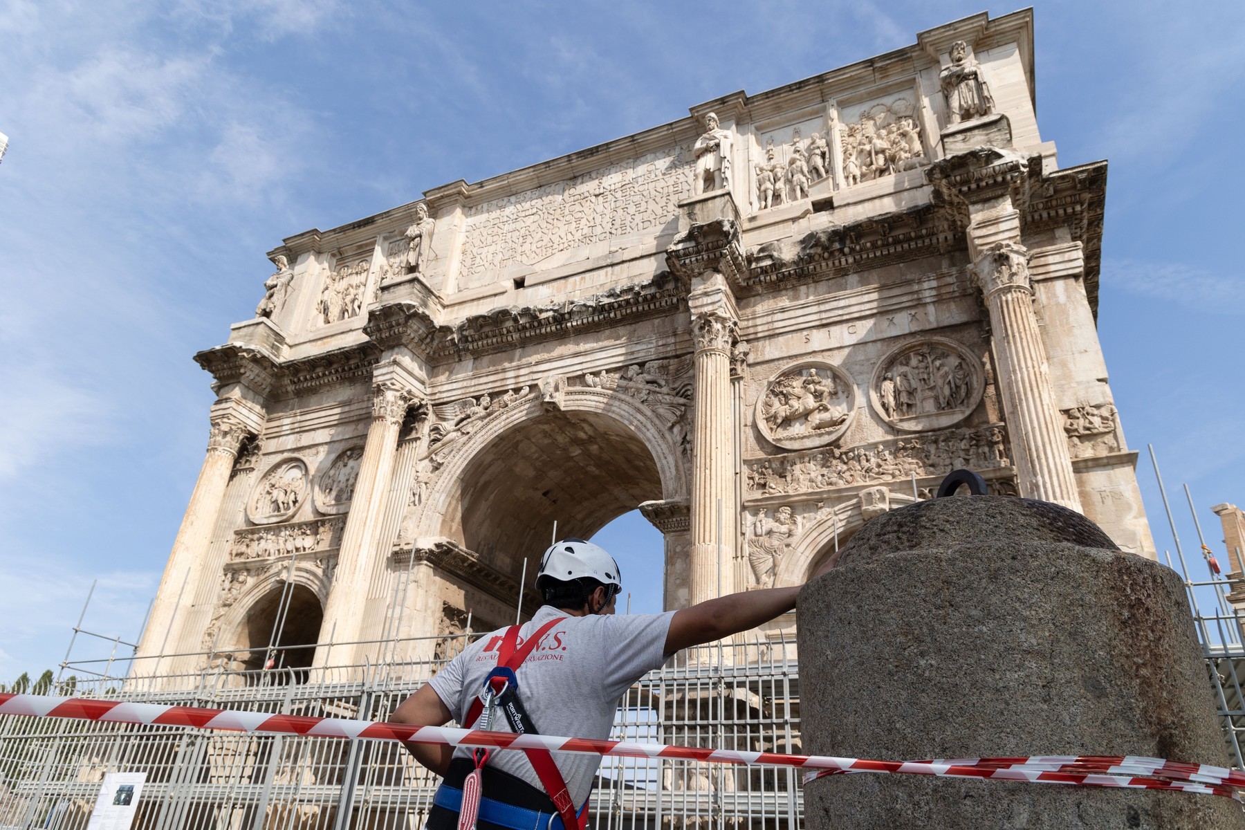Checks on Arch of Constantine in Rome after lightning, Italy - 04 Sep 2024