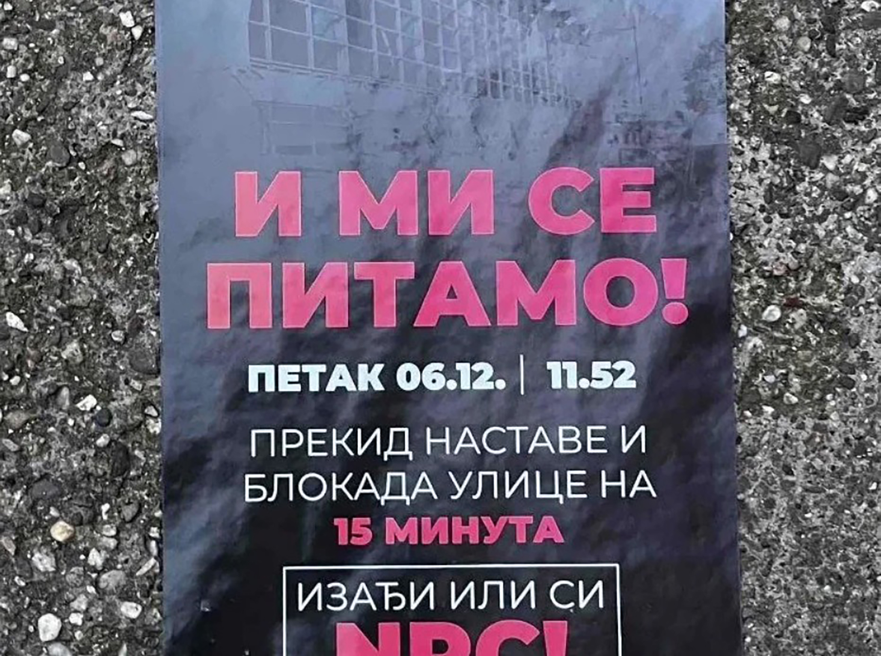 Beogradske škole oblepljene plakatima sa pozivom da se 6. decembra prekine nastava na 15 minuta