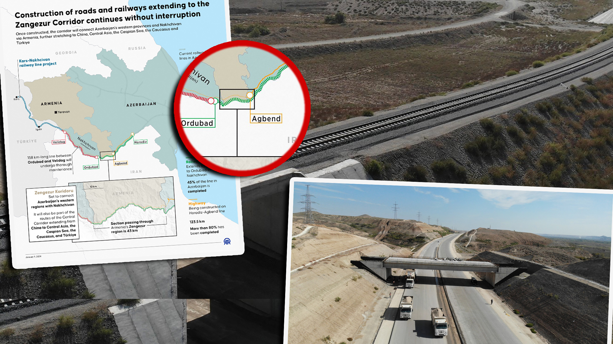 Construction of roads and railways to the Zangezur Corridor continues in Azerbaijan