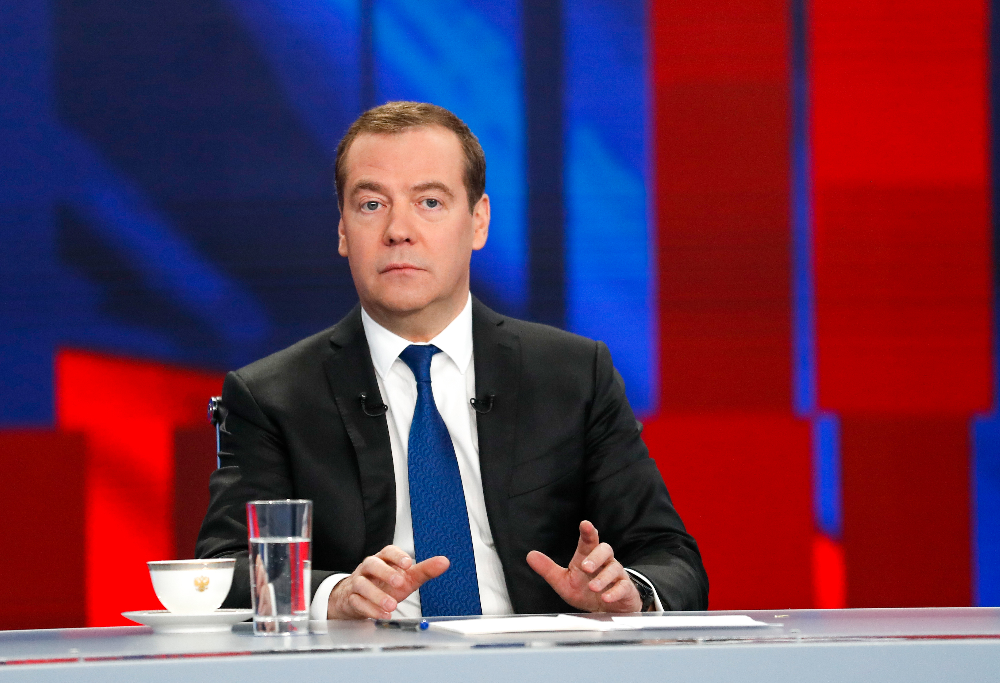 Russian Prime Minister Medvedev attends annual televised interview in Moscow
