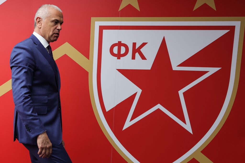 Barak Bakhar of Israel, new head coach of Crvena Zvezda, Zvezdan Terzic during his first press conference in at stadium Rajko Mitic (Marakana) on May 29, 2023 in Belgrade, Serbia. (Photo by Srdjan Stevanovic/Starsport.rs ©)