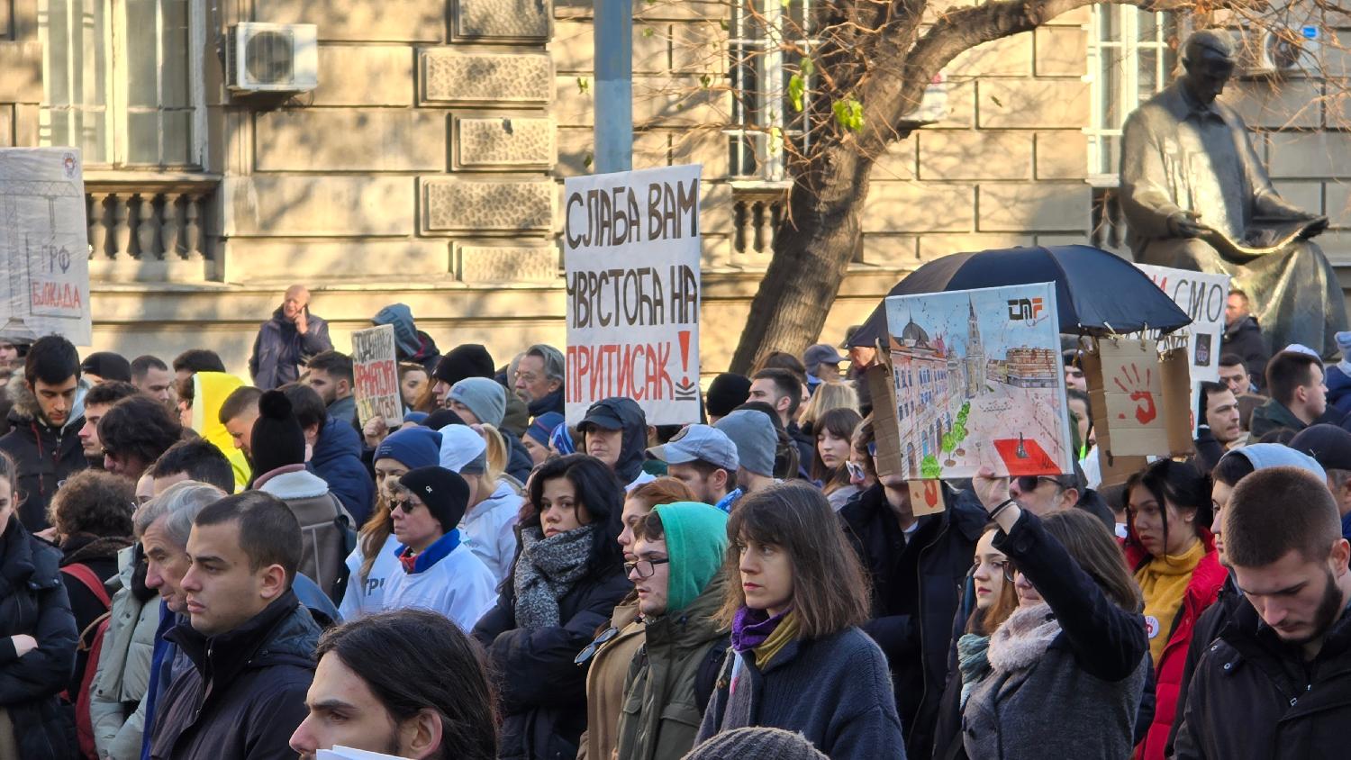 Studenti u Beogradu kod Vukovog spomenika; Foto: FoNet / Marko Dragoslavić