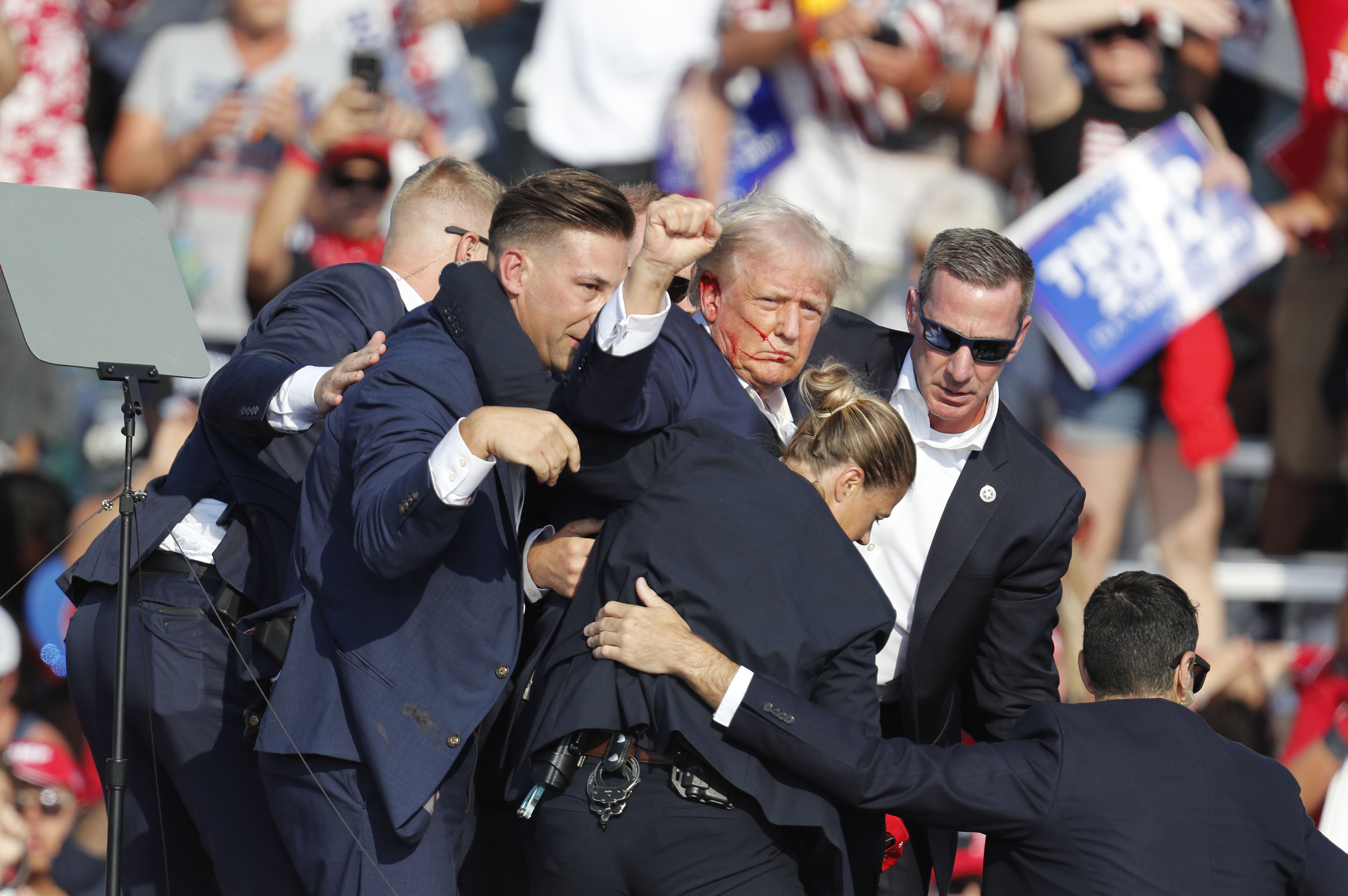 Former US President Donald Trump rushed off stage after incident at campaign rally