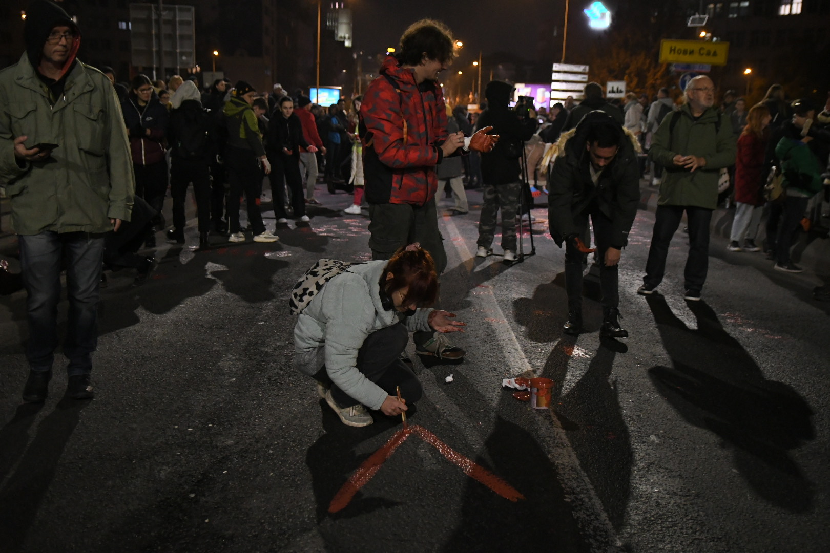 Novi Sad, 8.11.2024. Blokada Varadinskog mosta, novi protest foto Nenad Mihajlovic Nova rs