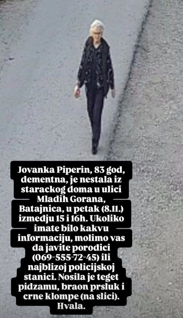Jovanka Piperin, Surčin Nestala žena