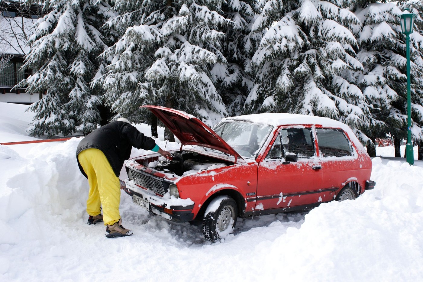 man repairing his car,Kopaonik, Serbia