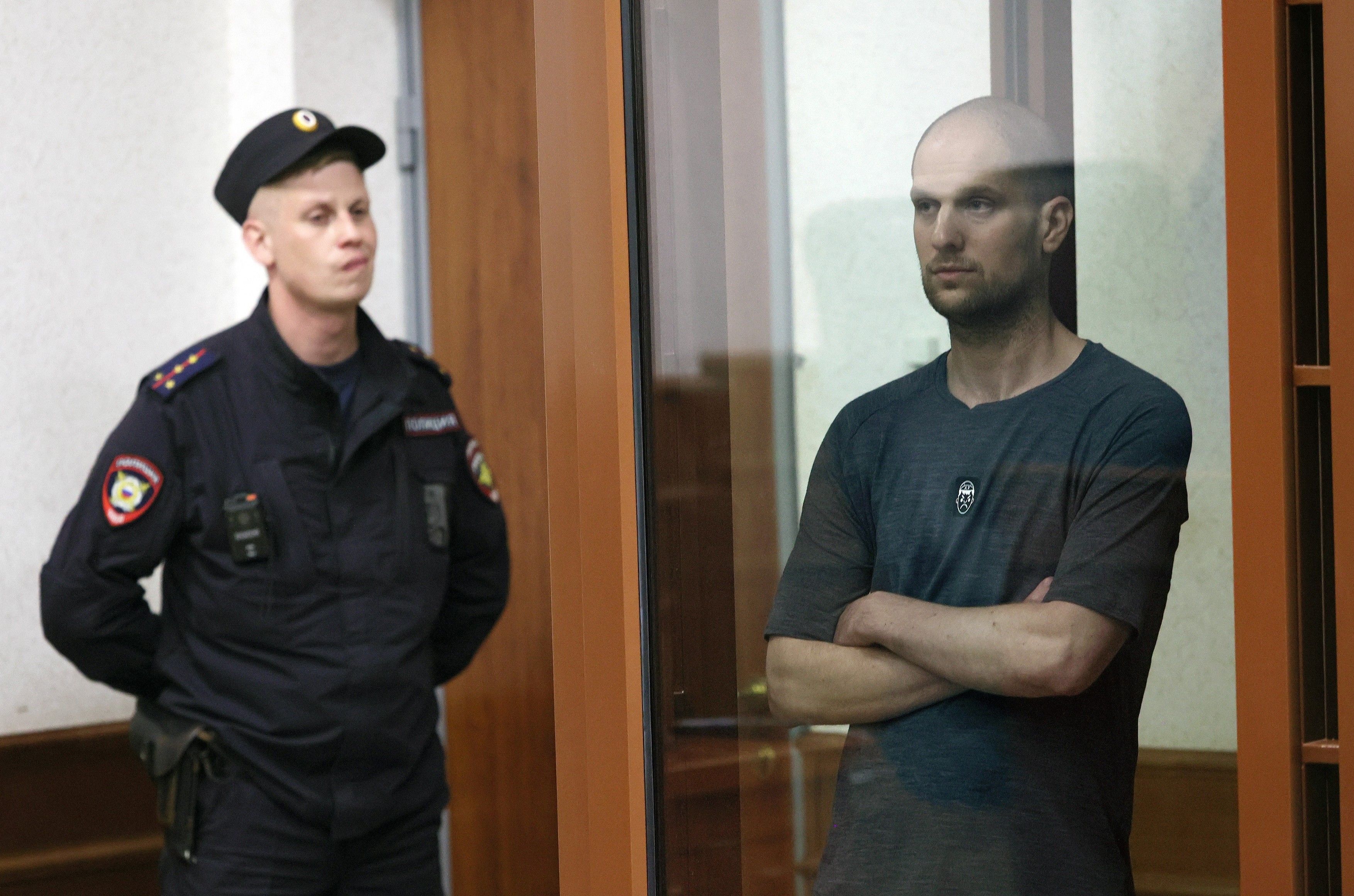 Court hearing in the case of Wall Street Journal (WSJ) journalist, US citizen Evan Gershkovich, accused of espionage, in the Sverdlovsk Regional Court.